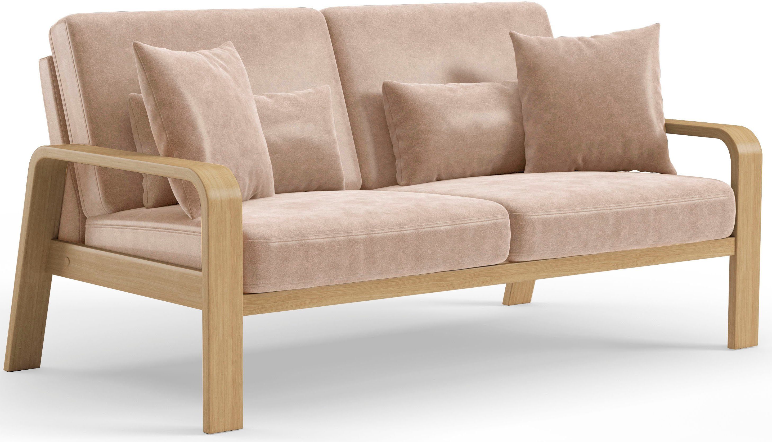 sit&more 2,5-zitsbank Kolding Armleuningen van natuurlijk beukenhout, verschillende bekledingen en kleuren