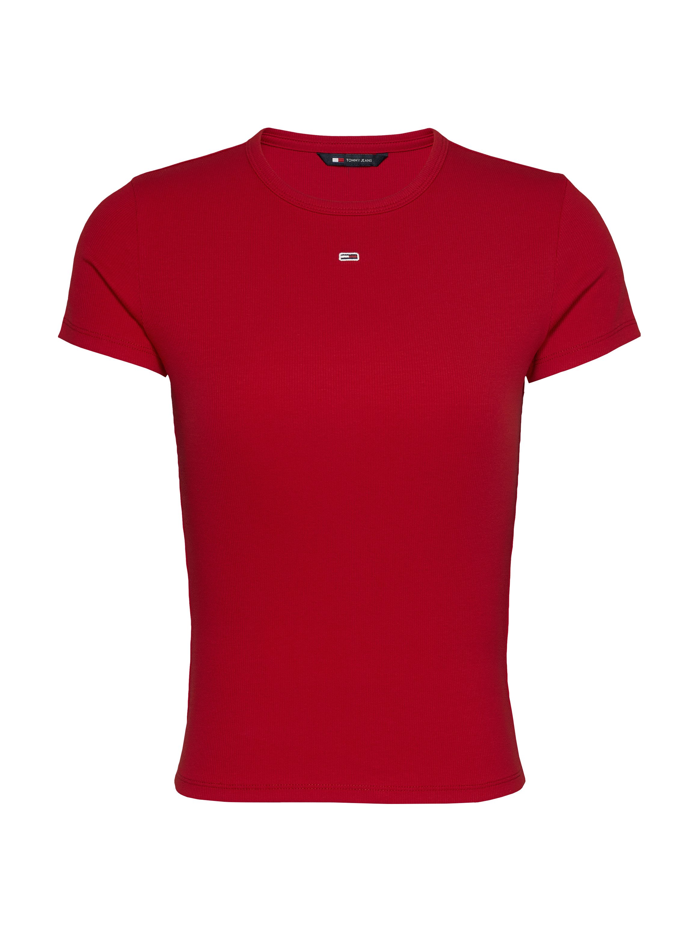 TOMMY JEANS T-shirt Slim Essential Rib Shirt Rippshirt Rundhalsshirt
