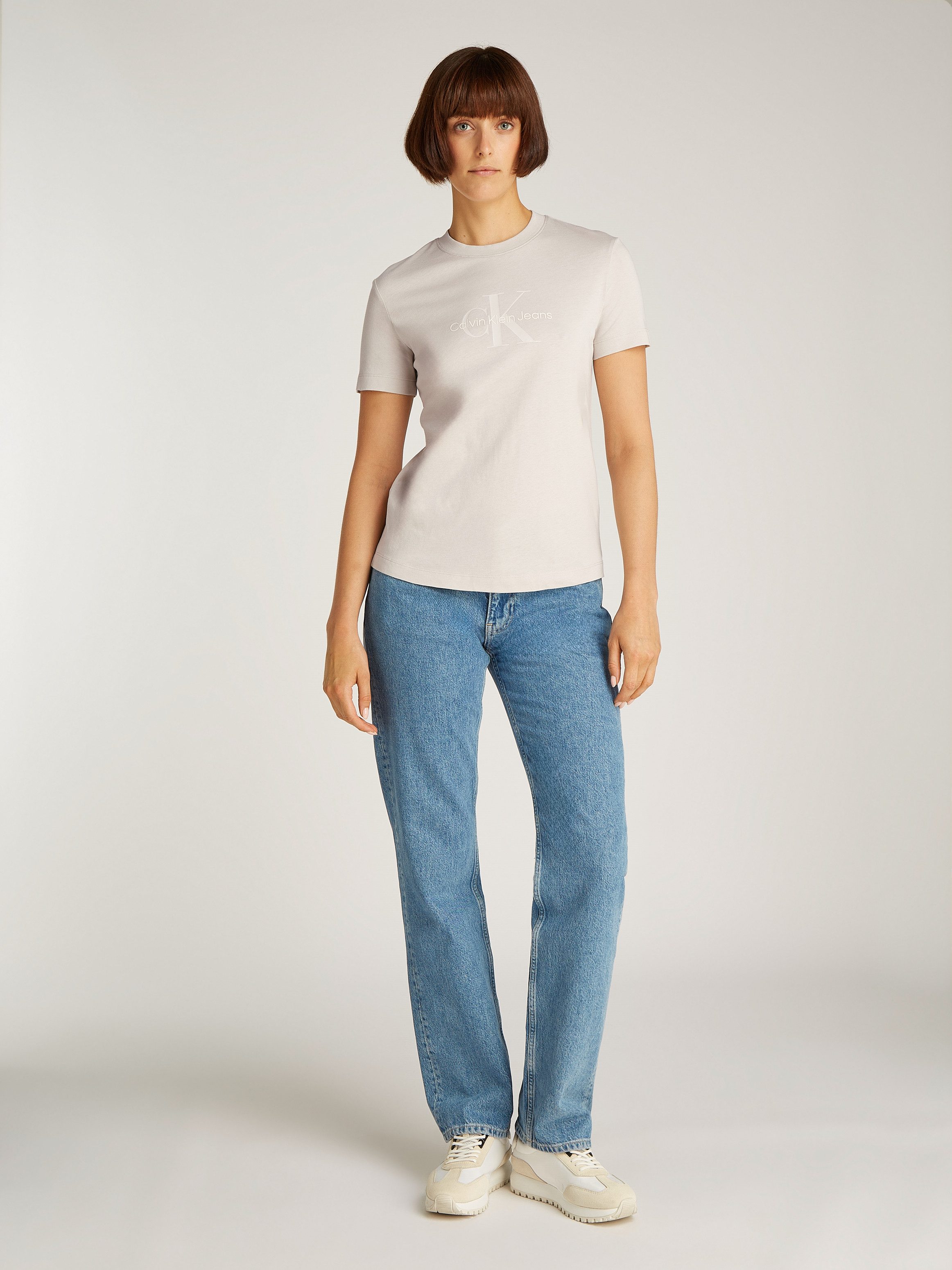 Calvin Klein Shirt met ronde hals GLOSSY MONOLOGO REGULAR TEE
