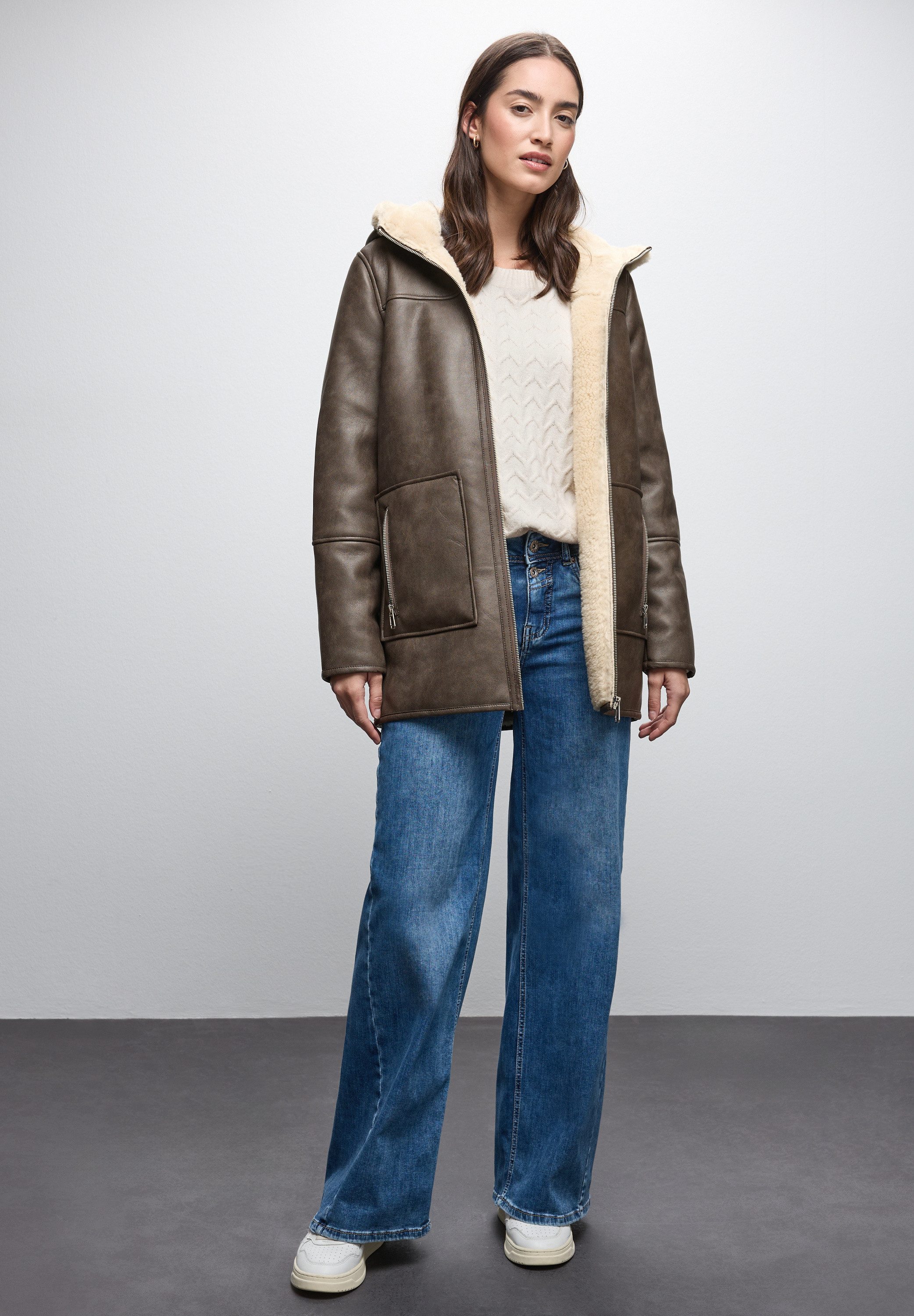 STREET ONE Imitatieleren jack in lederlook en met fake fur details
