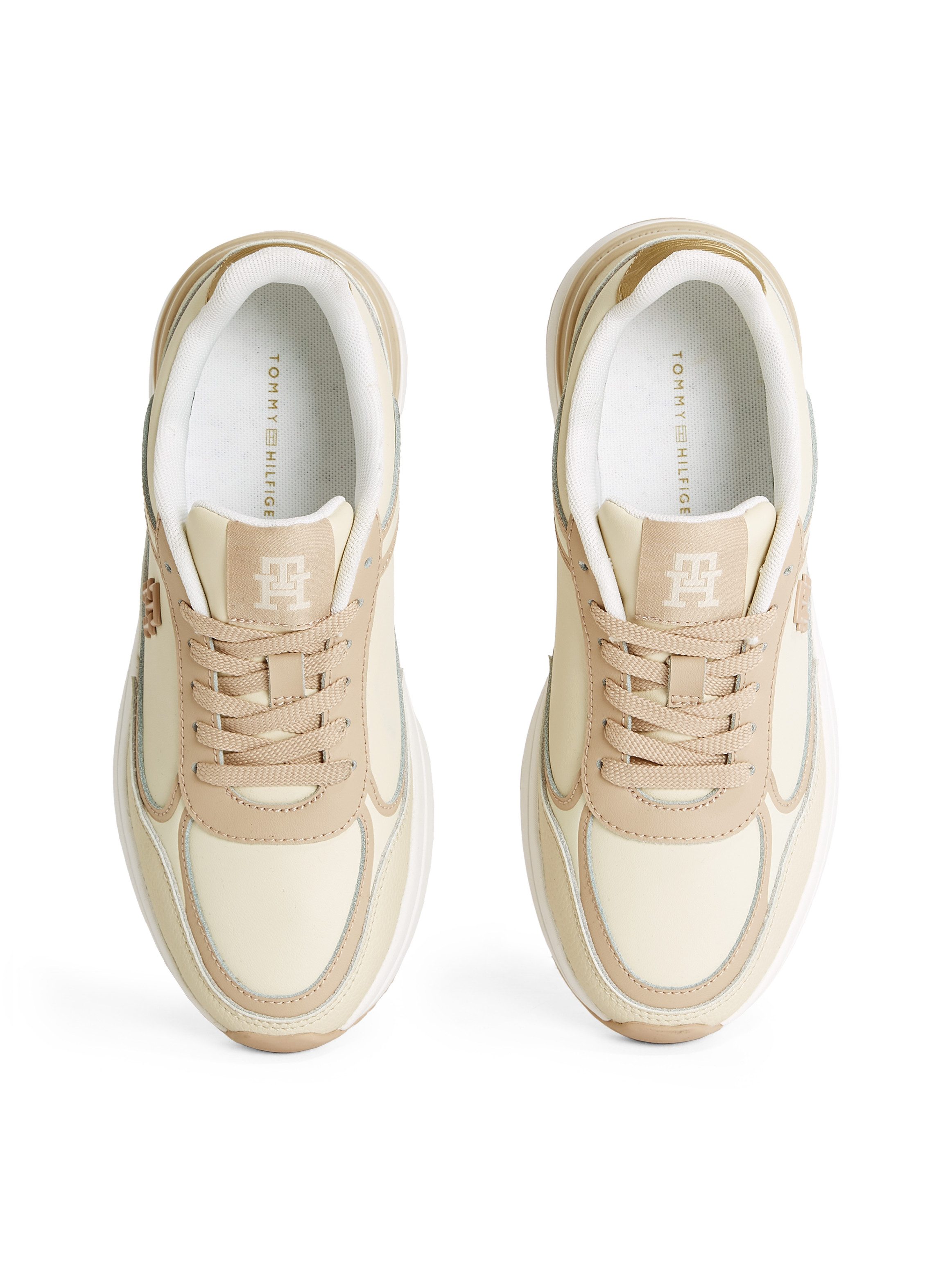 Tommy Hilfiger Sneakers met sleehak CASUAL FASHION RUNNER LTHR vrijetijdsschoen, lage schoen, veterschoen met contrast bies