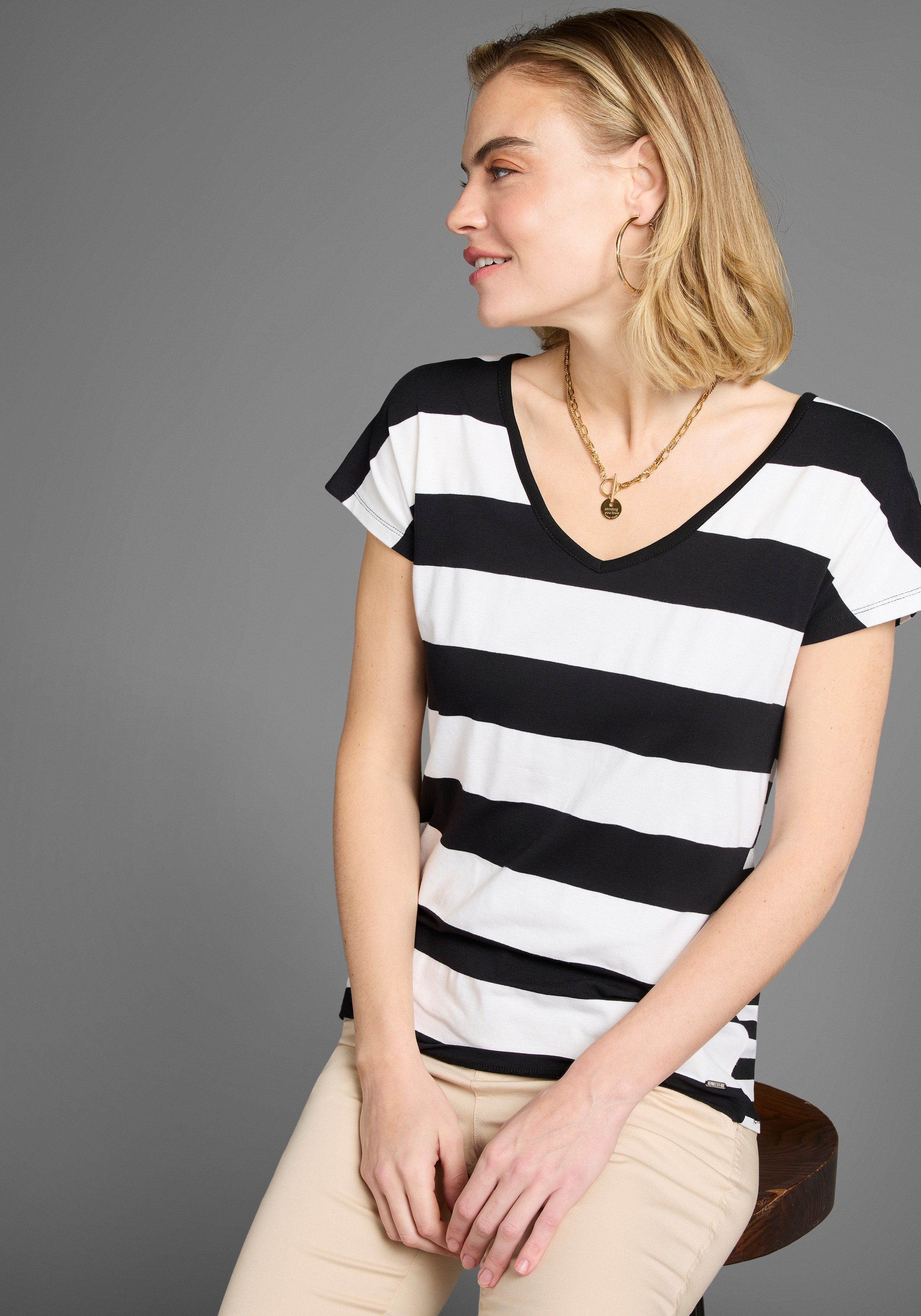 Laura Scott T-shirt in strepenmix