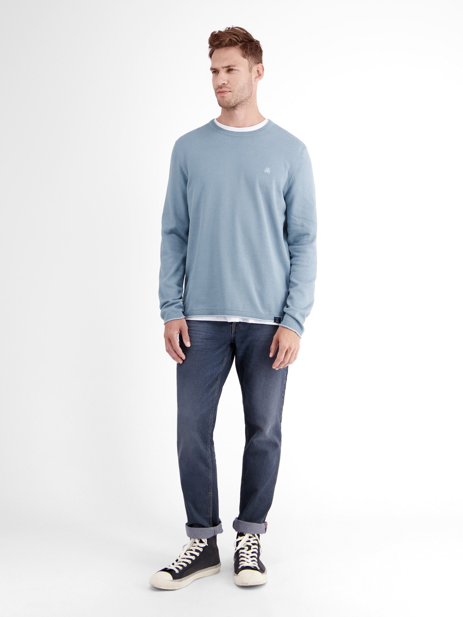 Lerros Gebreide trui LERROS ronde hals pullover, vlakbrei