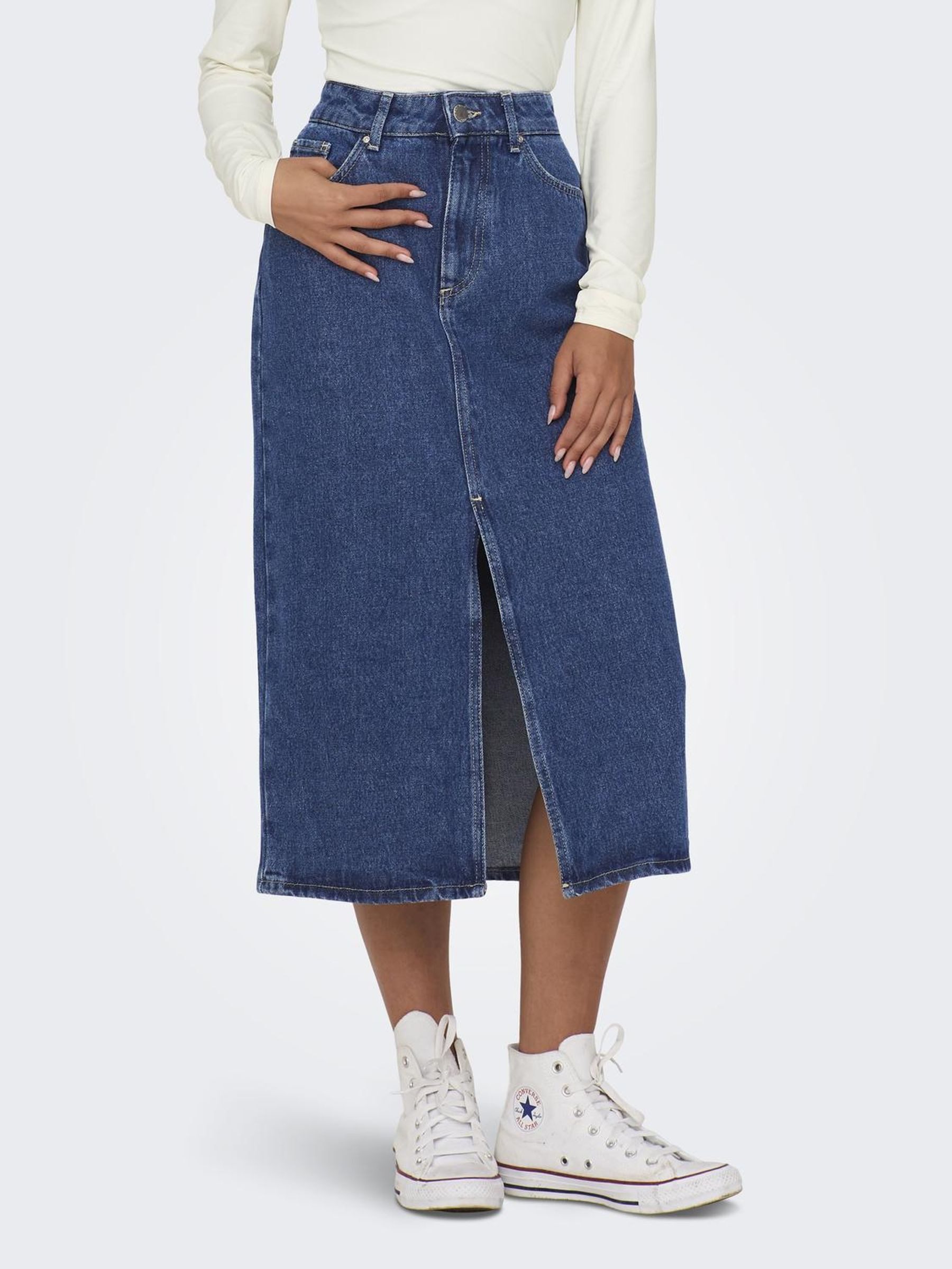 Only Jeans rok ONLBIANCA MIDI SKIRT DNM REA NOOS