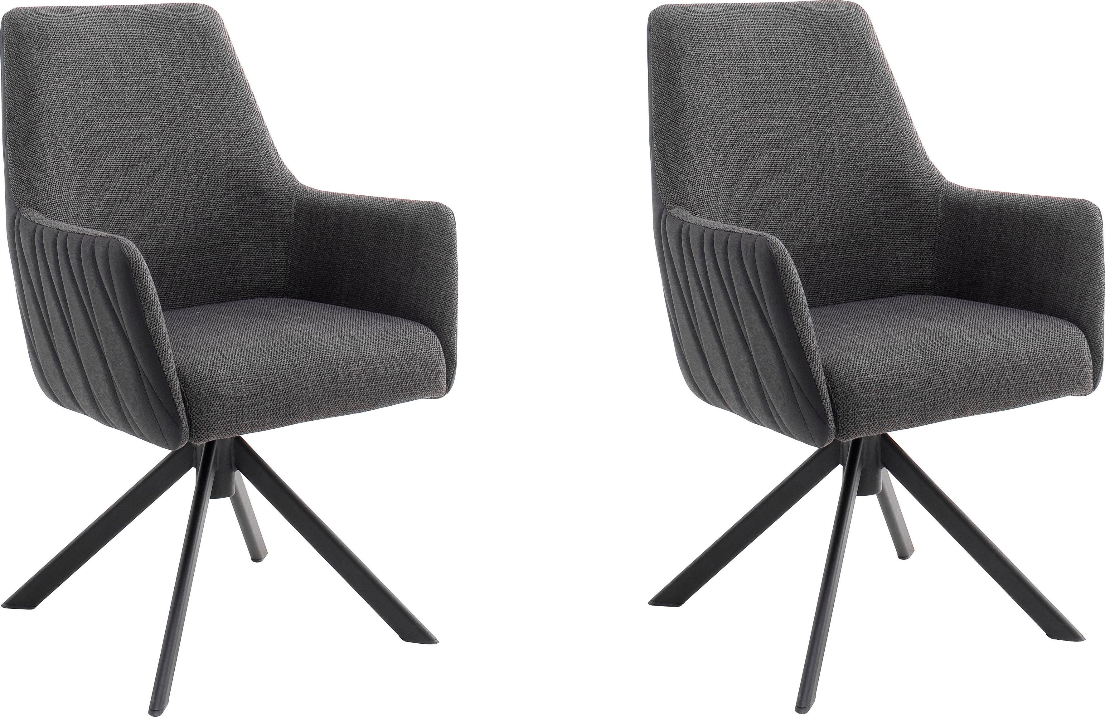 MCA furniture Stoel met 4 poten Reynosa Eetkamerstoel 360o draaibaar met nivellering, belastbaar tot 120 kg (set, 2 stuks) gestoffeerde stoelen grijs
