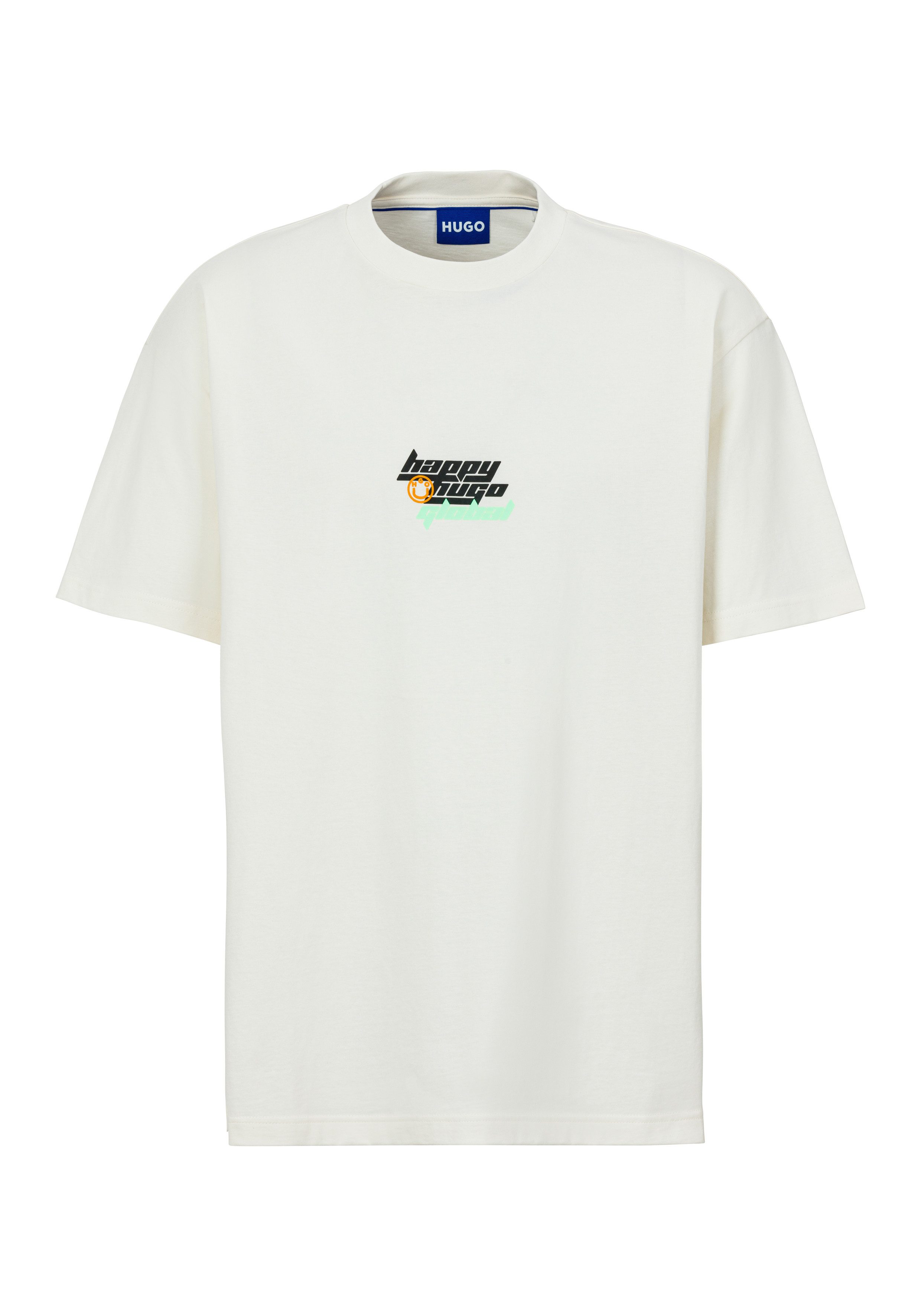 HUGO Blue T-shirt Nerperi met veelkleurig logo-opschrift