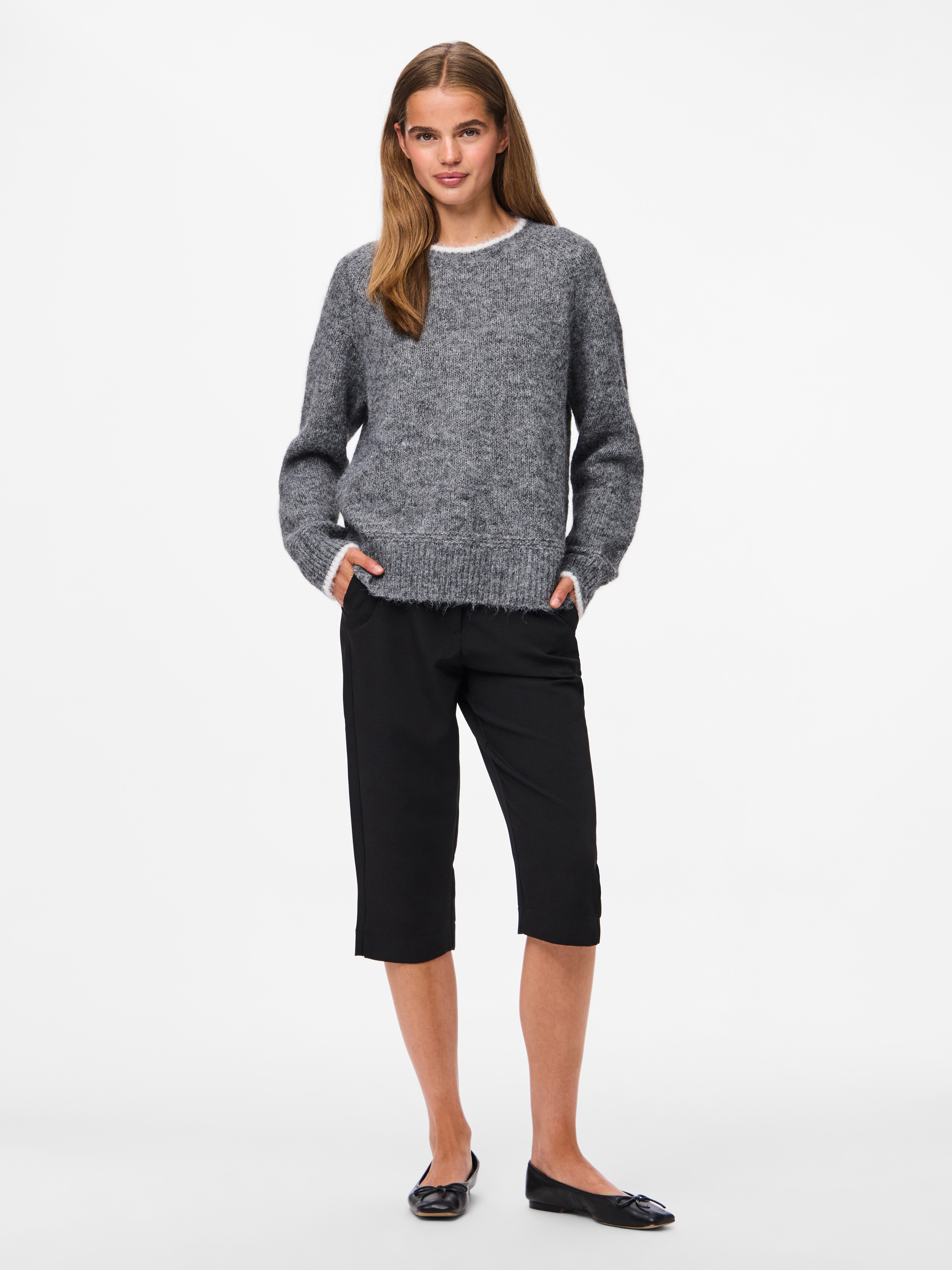 pieces Gebreide trui PCIVY LS O-NECK CONTRAST KNIT NOOS BC