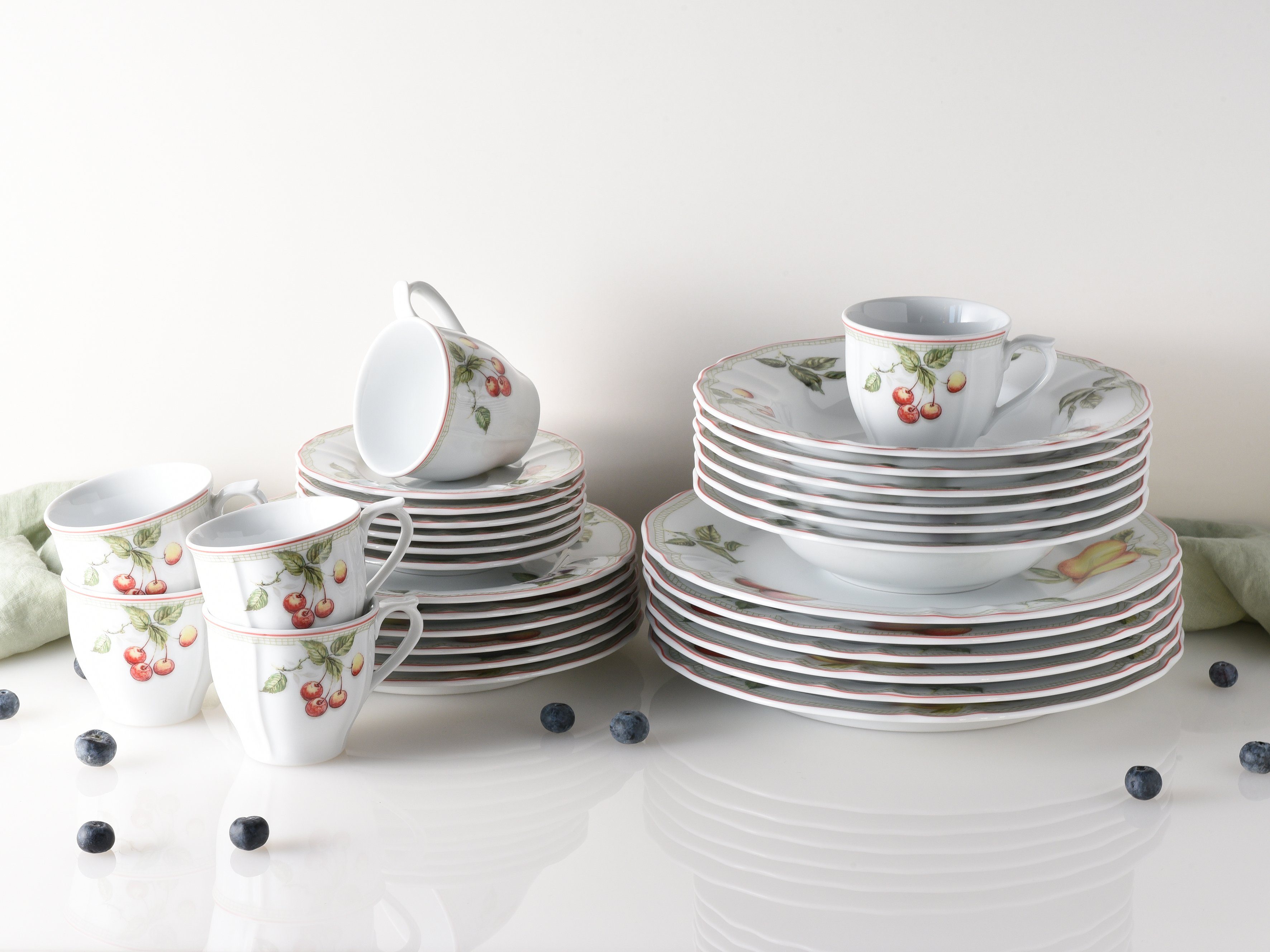 CreaTable Combi-servies Servies-set Flora Orchard Servies, 30 delen, voor 6 personen (set, 30-delig)