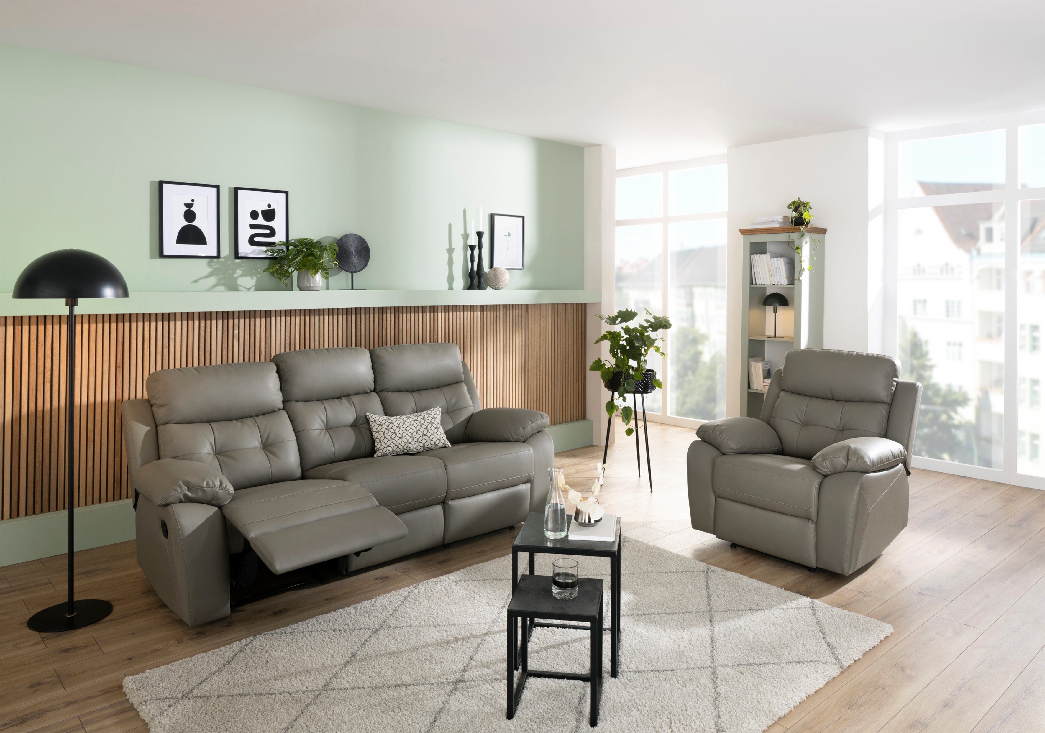 Home affaire Relaxfauteuil Lannilis met ligfunctie, tv-stoel met handmatige of elektrische relaxfunctie, lichtgrijs