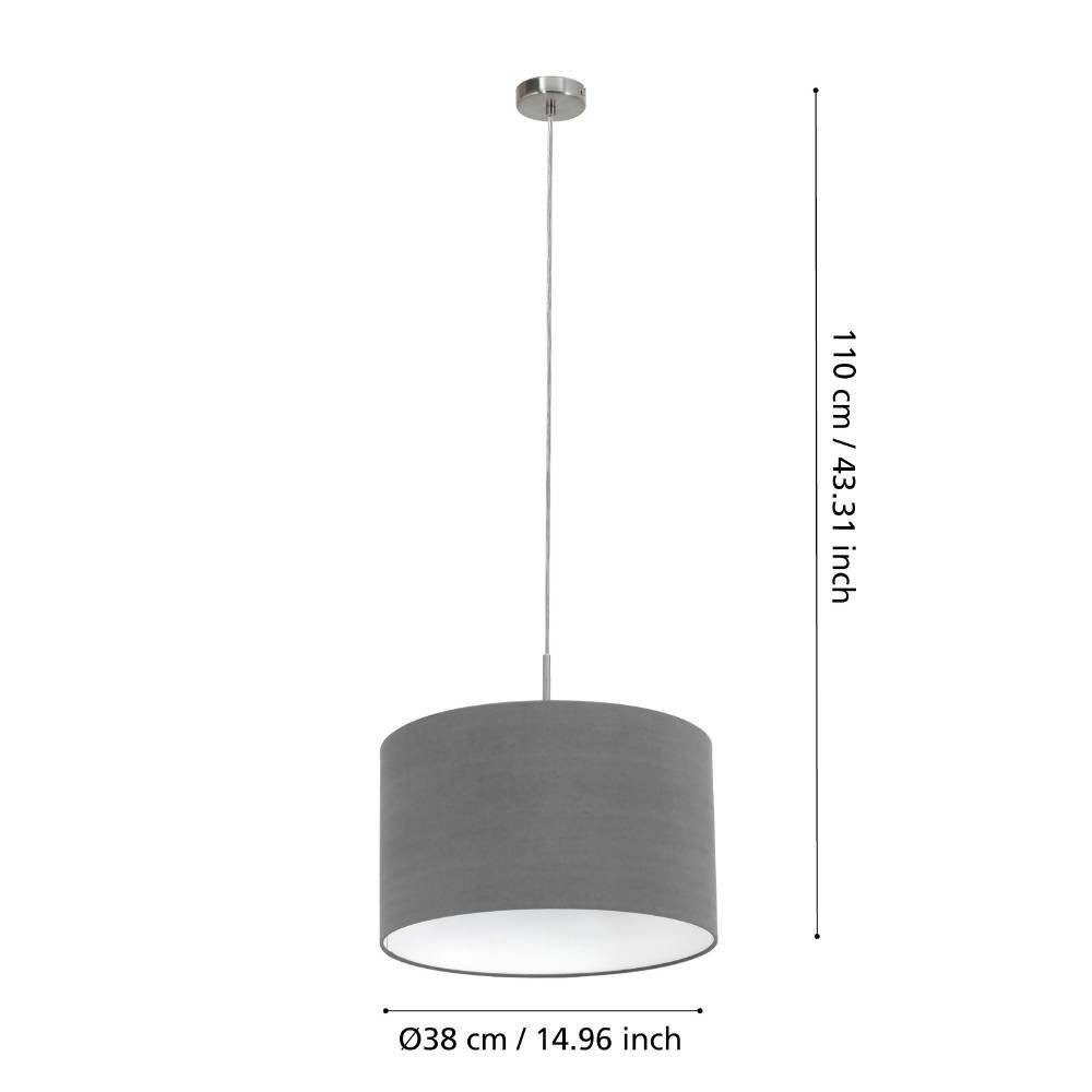 EGLO Hanglamp PASTERI hanglamp, pendellamp, grijs, nikkel-mat, textiel, E27