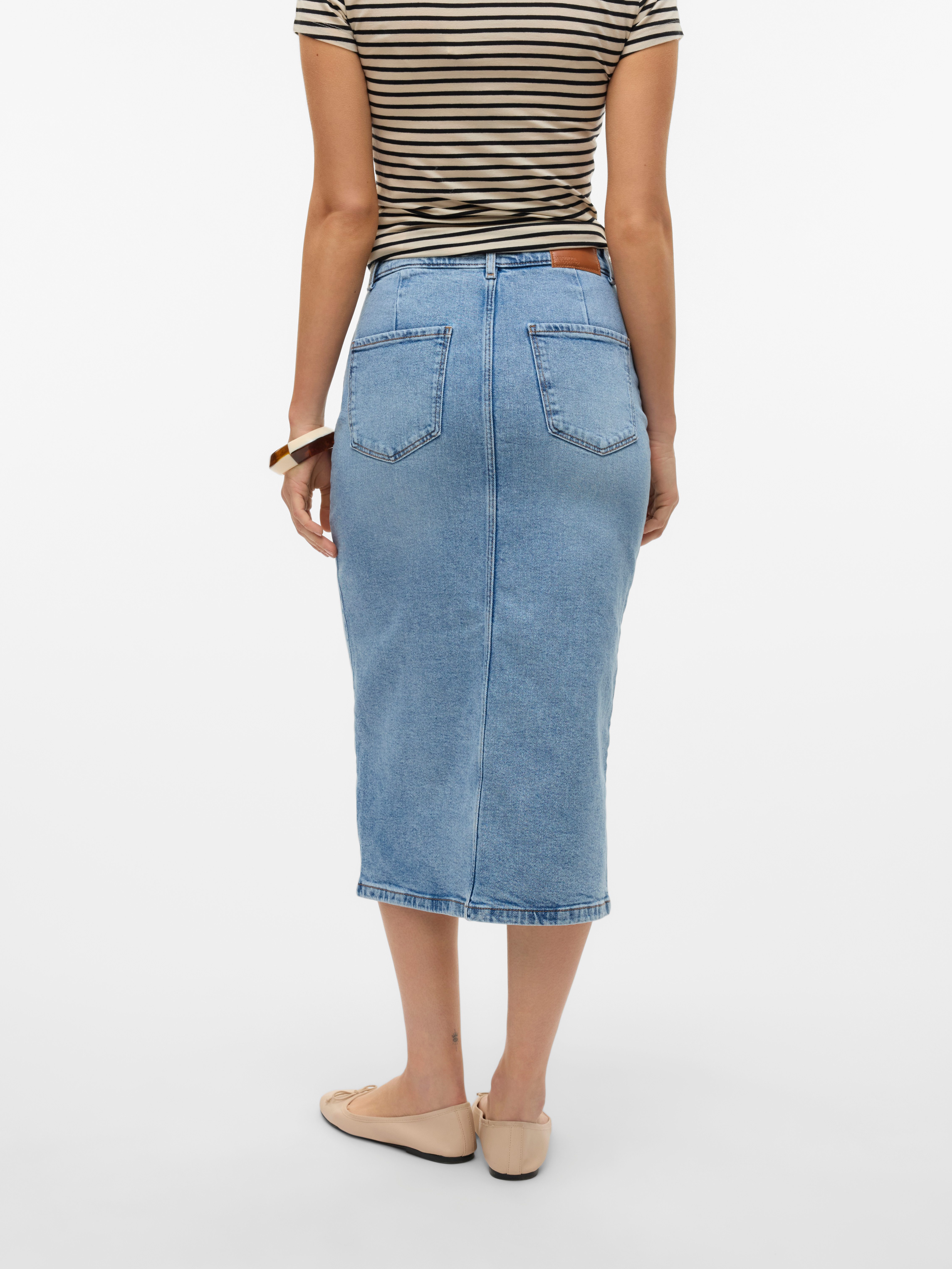 Vero Moda Jeans rok VMNATALIE HR MIDI DNM SKIRT MIX NOOS
