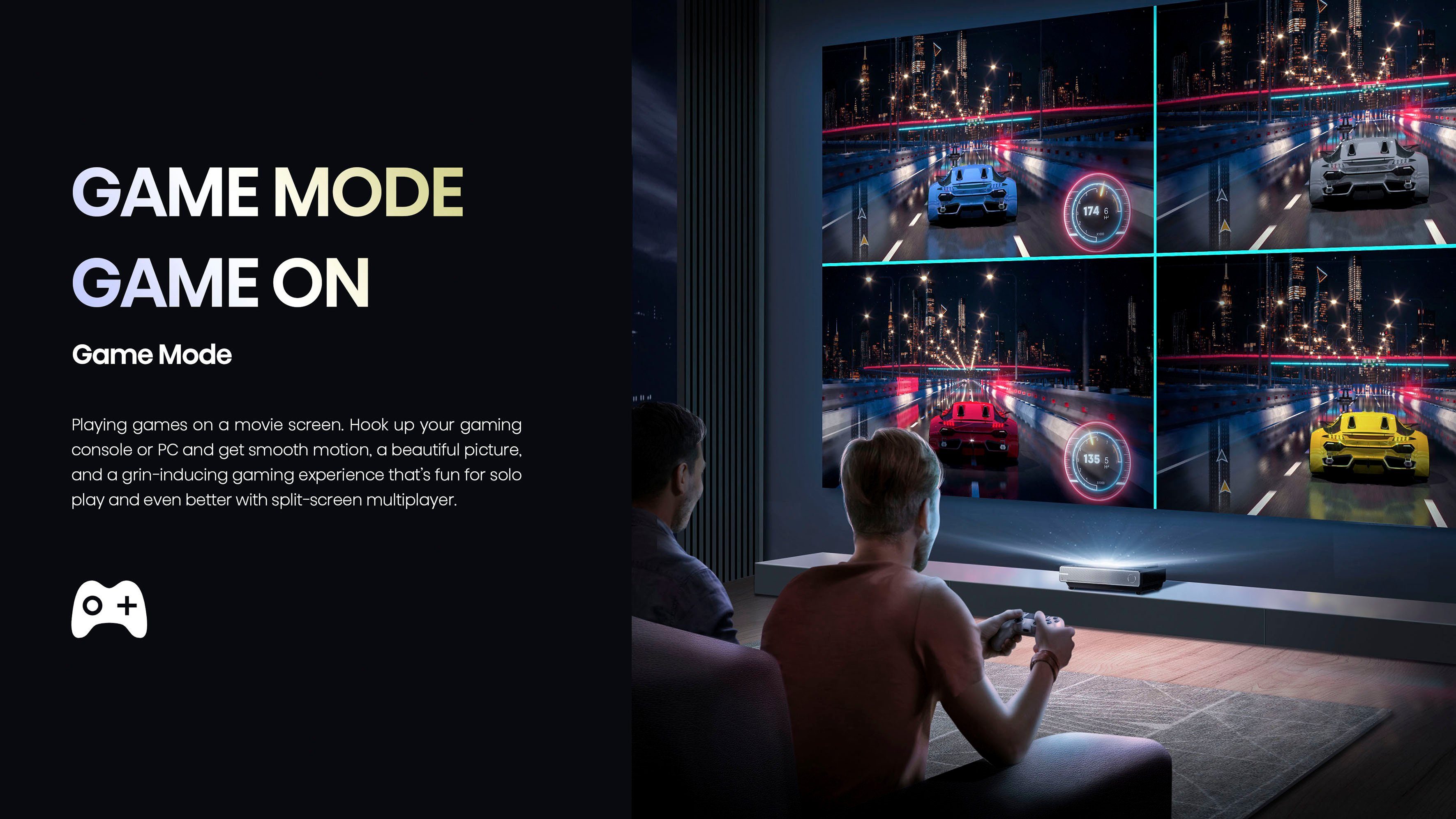 Hisense Laser-tv PX1-Pro 90-130 inch Trichroma laserprojector, 4K Ultra HD, 4k laser cinema, rgb lasertechnologie, android q - zonder scherm