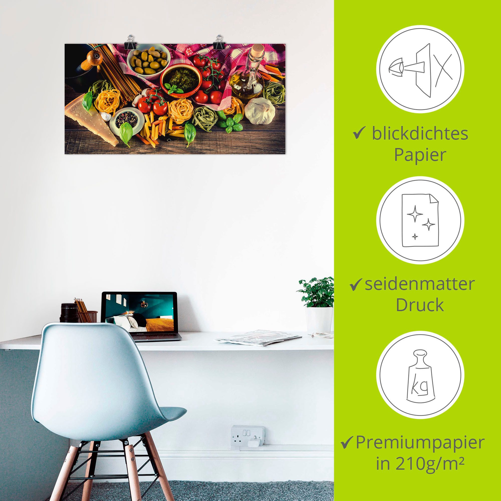 Artland Artprint Italiaans mediterraan eten als artprint van aluminium, artprint voor buiten, artprint op linnen, poster, muursticker