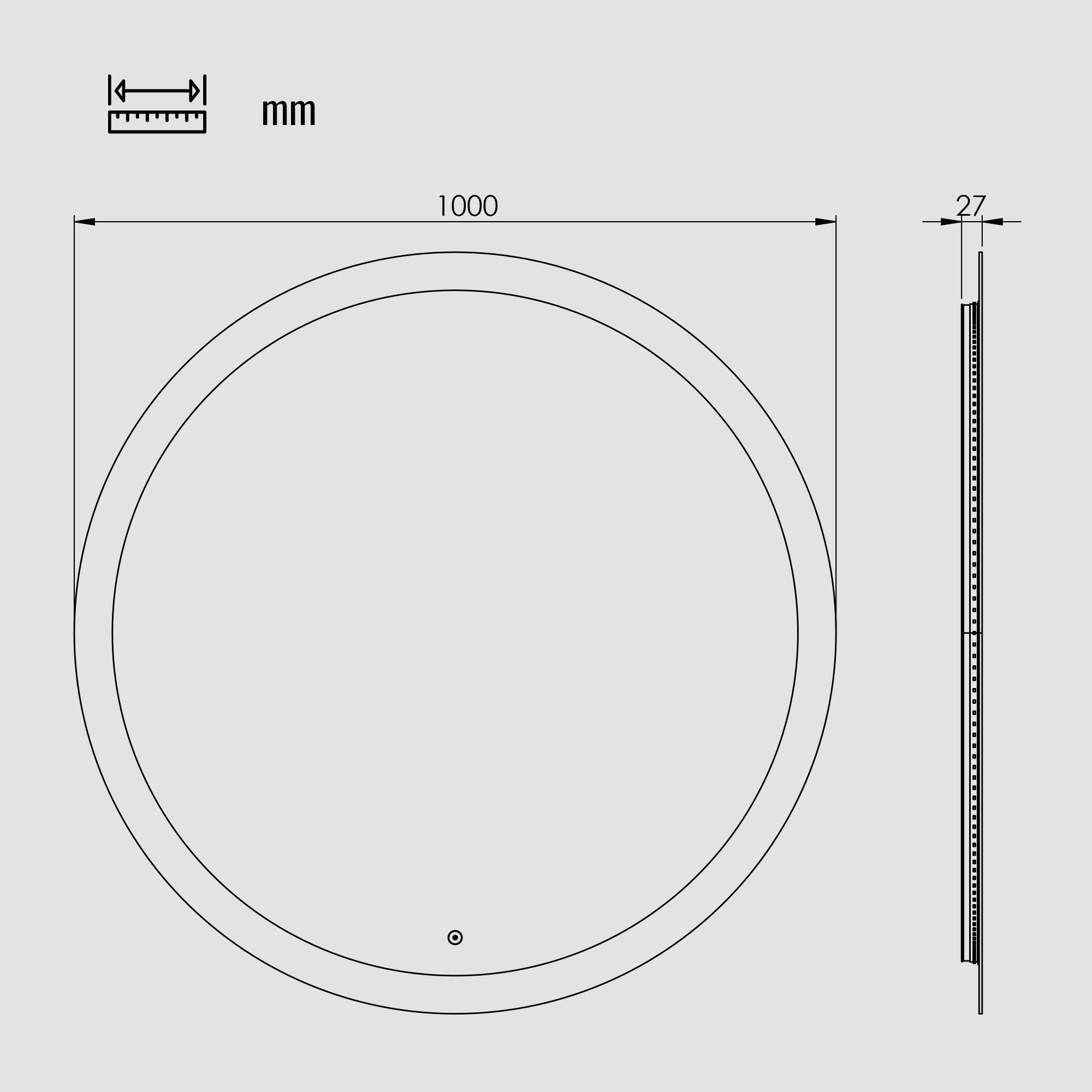 Loevschall Badspiegel Vega rond, badkamerspiegel met LED-verlichting, lichtspiegel Touchpanel voor Lichtbediening, Dimbare Spiegel, Deens Ontwerp (1 stuk)