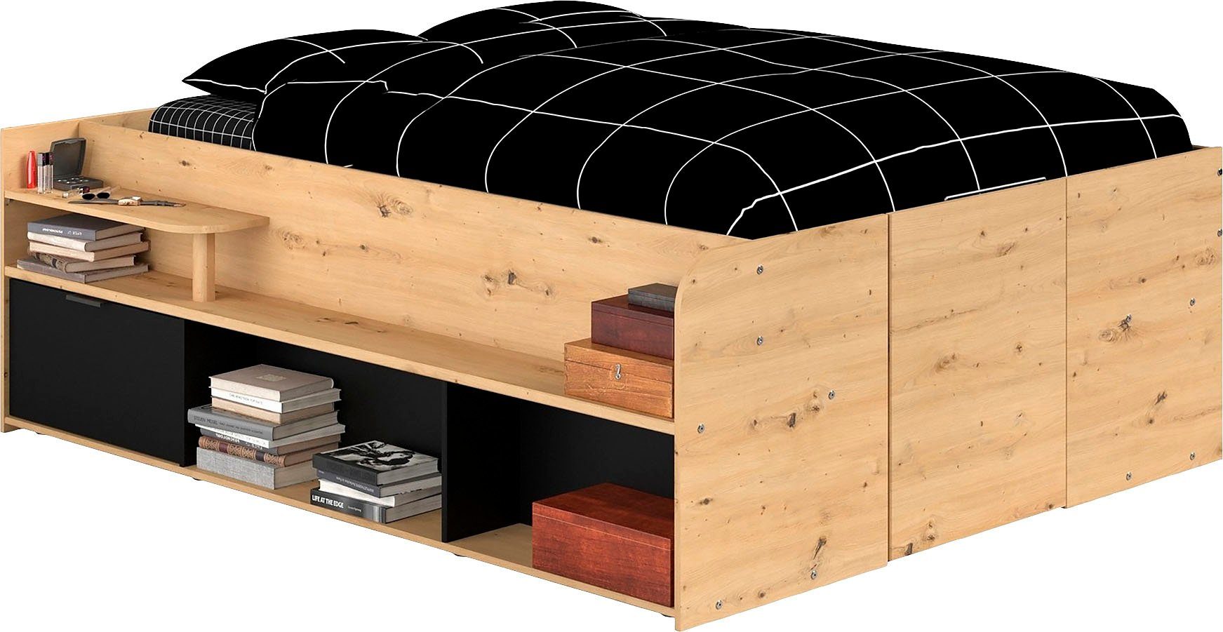 Parisot Ledikant met bergruimte Reis, maximale opbergruimte, zoals een inloopkast Opbergruimtes, hydraulische bedbox met planken, lade, deur