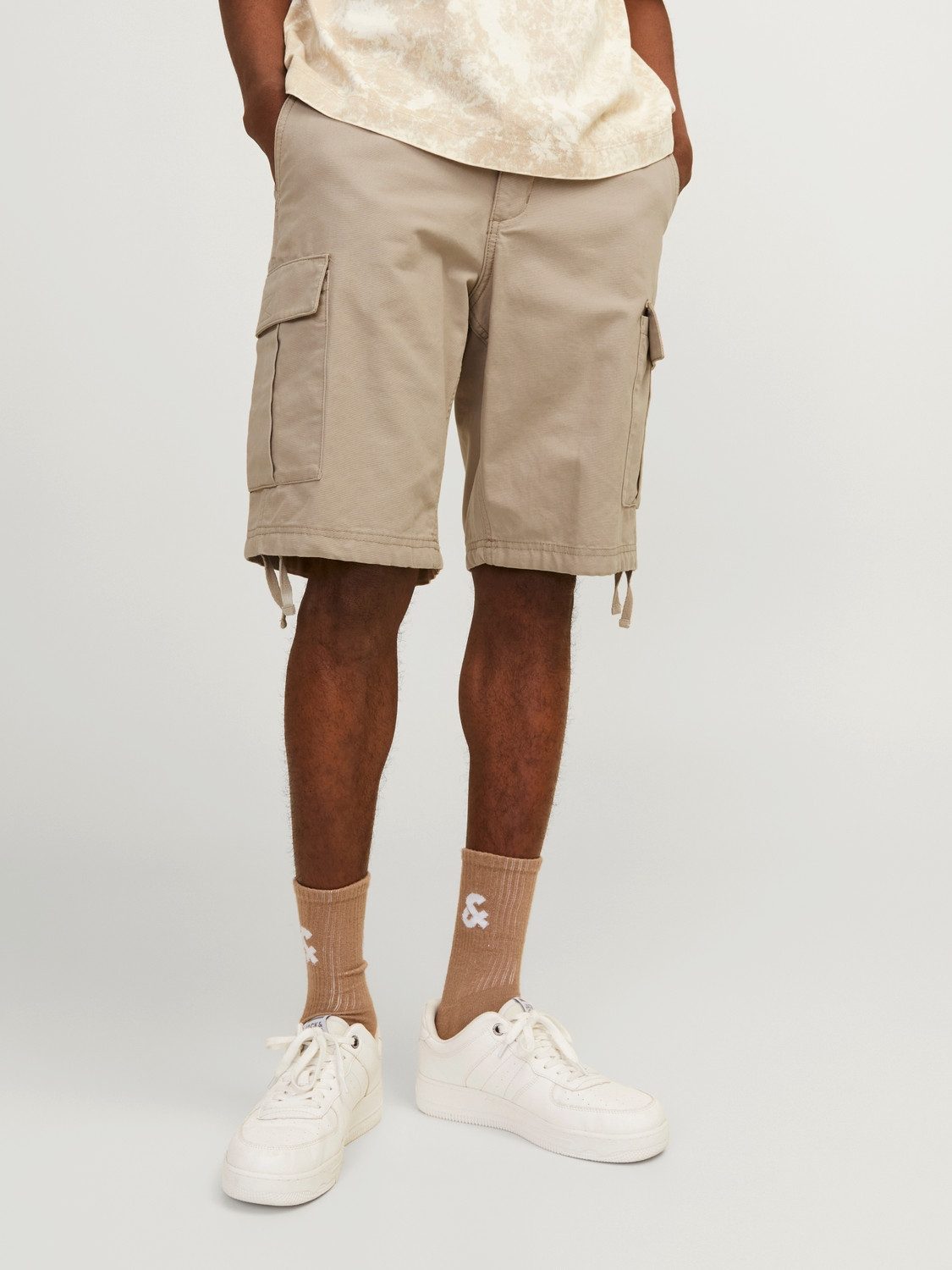 Jack & jones Regular fit korte cargobroek met riemlussen model 'COLE'