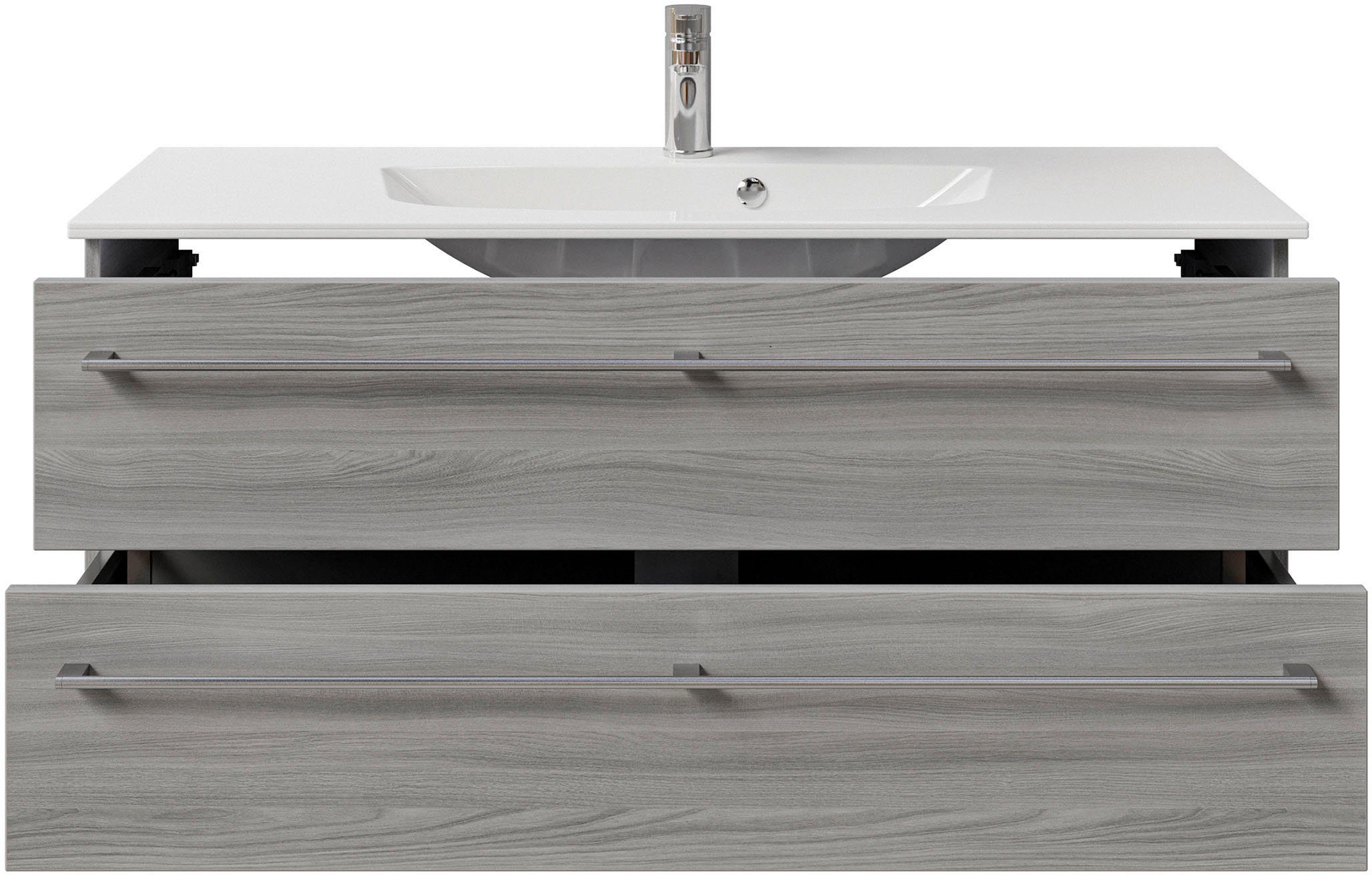 Saphir Wastafelonderkast Serie 6025 mineraalmarmeren wastafel met onderkast, 117 cm breed (2-delig)
