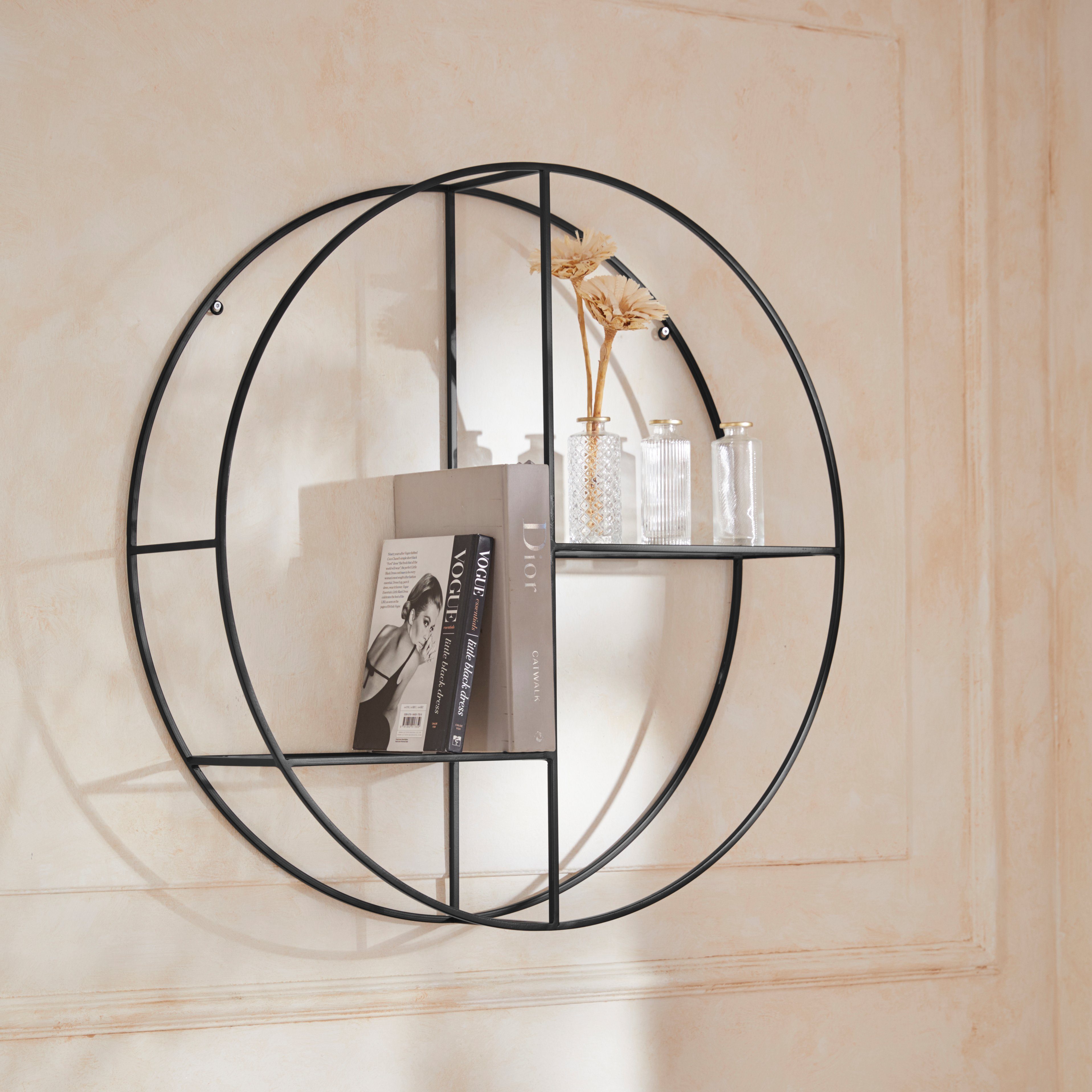 Guido Maria Kretschmer Home&Living Decoratief wandrek Tapista Decoratief rek, wanddecoratie van metaal, rond, ø 76 cm wandplanken & -rekken zwart