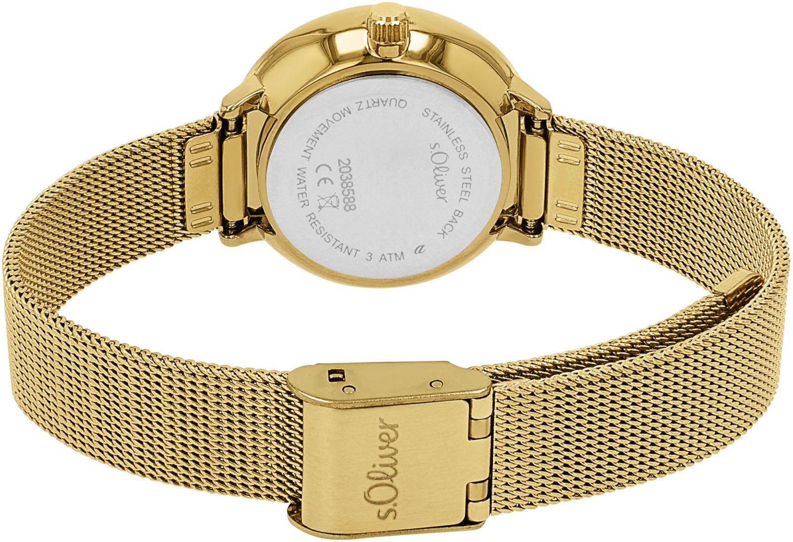 s.Oliver Kwartshorloge Horloge, dameshorloge, stalen band, glasstenen