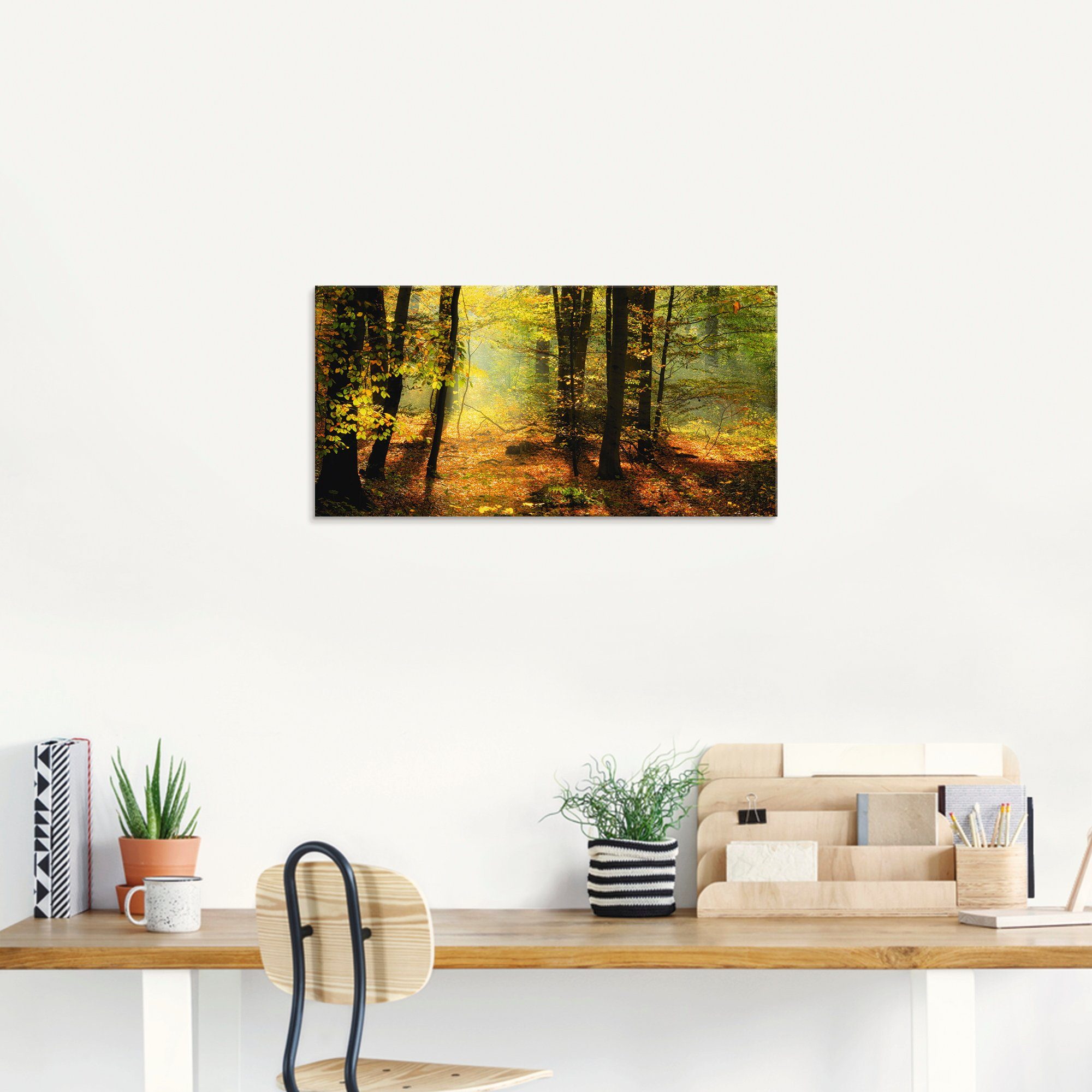 Artland Print op glas Herfstlicht in het bos