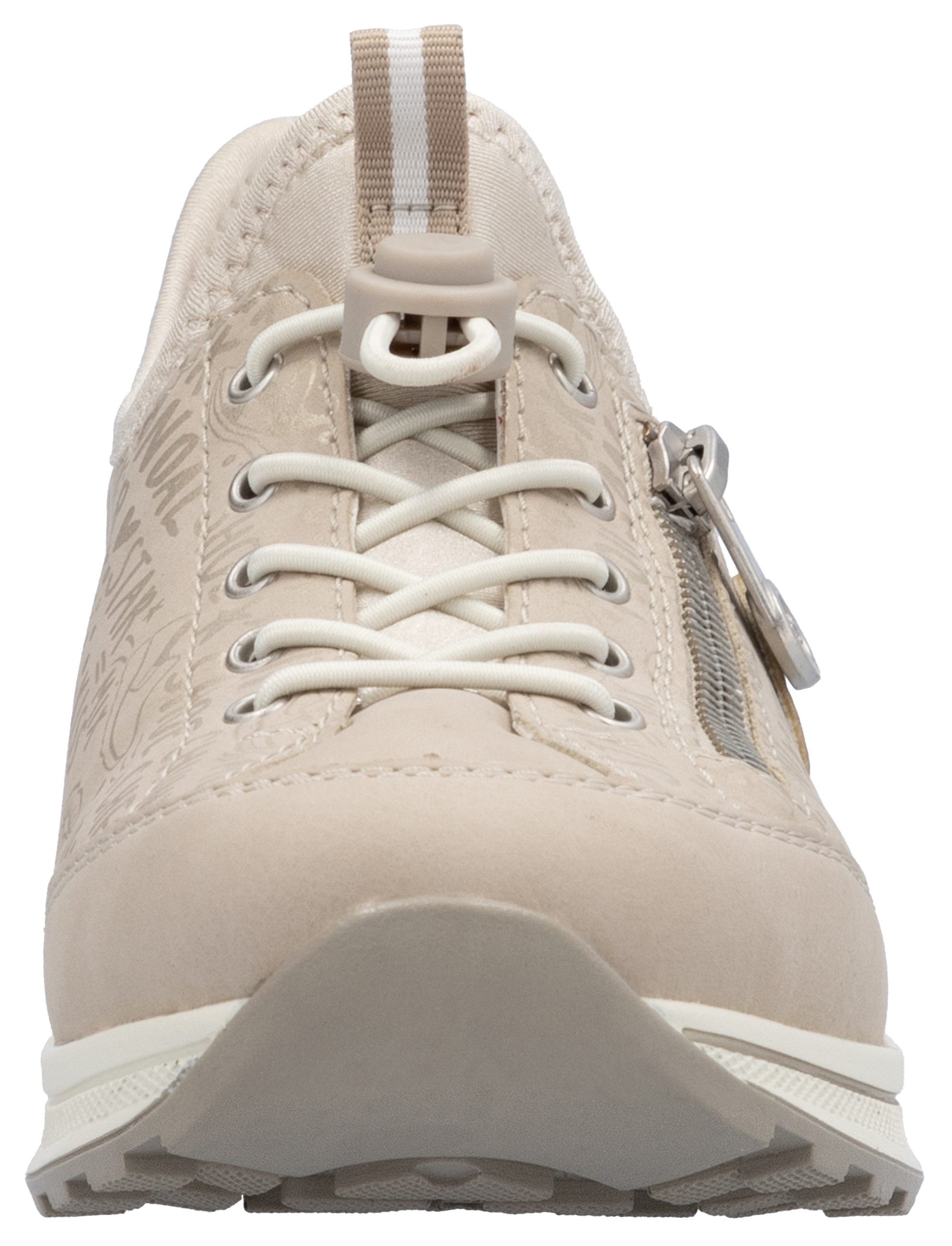 Rieker Slip-on sneakers , instapschoen, vrijetijdsschoen, lage schoen met lettering-print