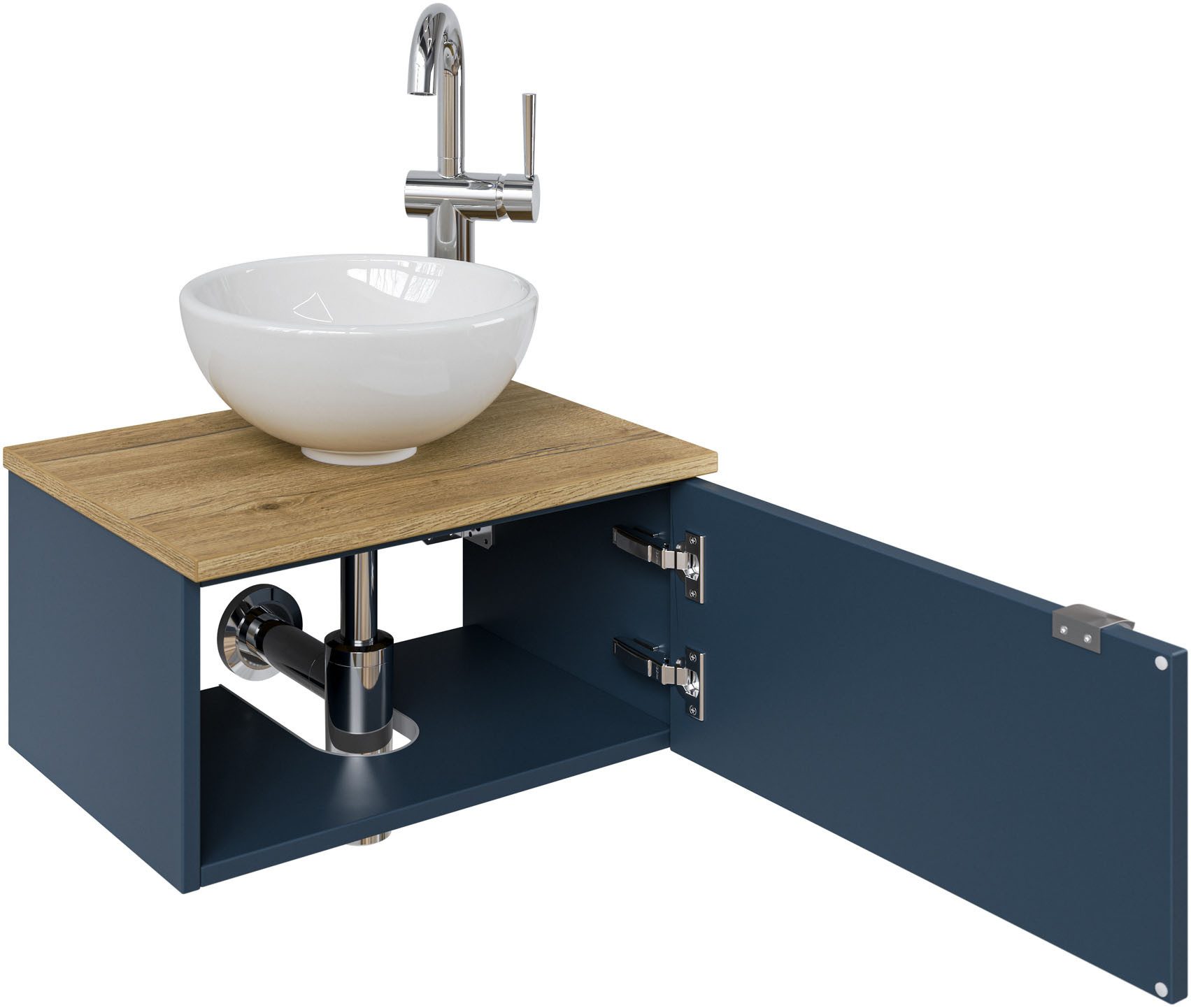 Saphir Wastafelonderkast Serie 6915 wastafel met onderkast voor gastenbadkamer, tweede toilet (3-delig)