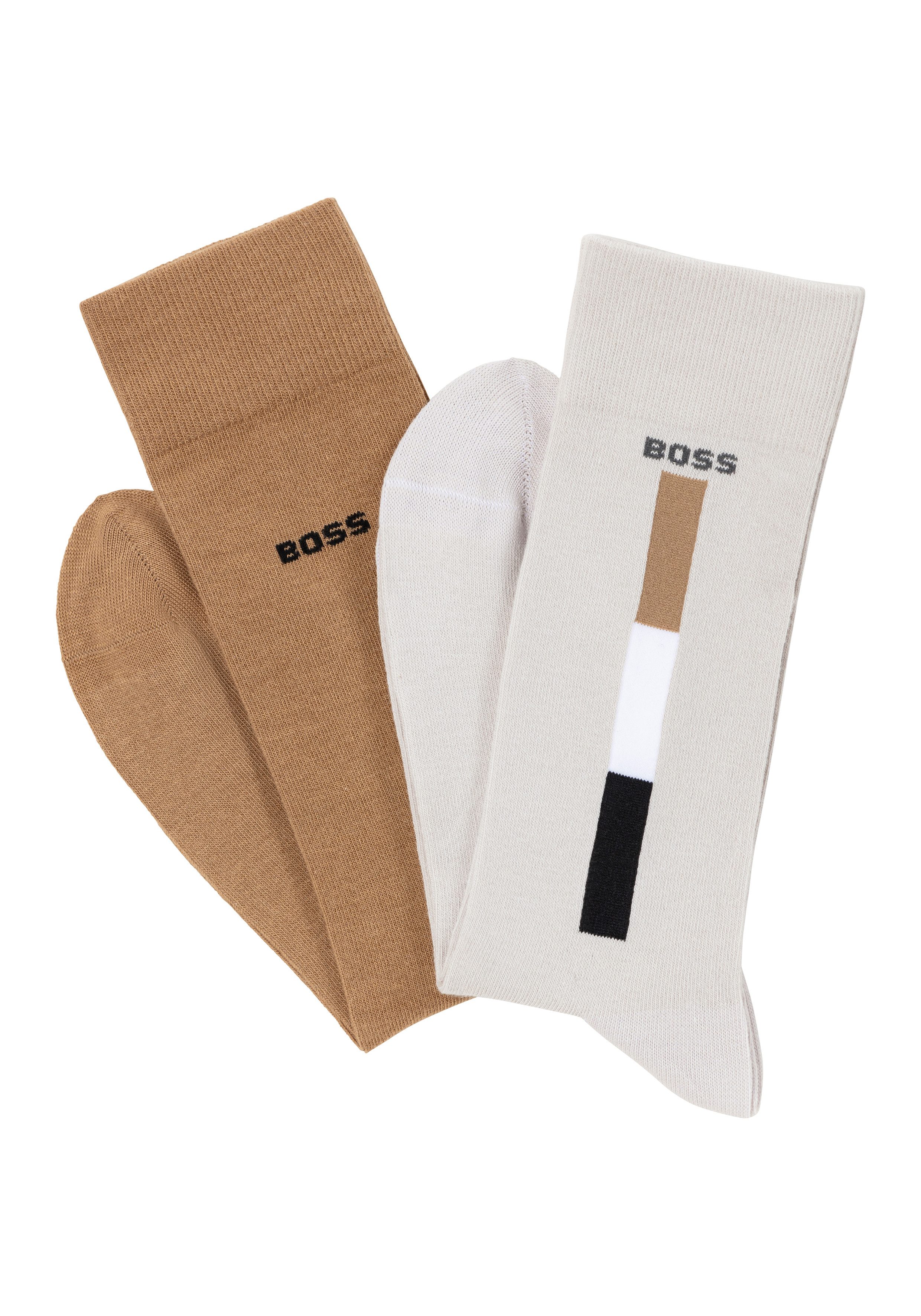 BOSS Business-sokken met contrastinzetten (set, 2 paar) heren sokken maat 43-46 beige