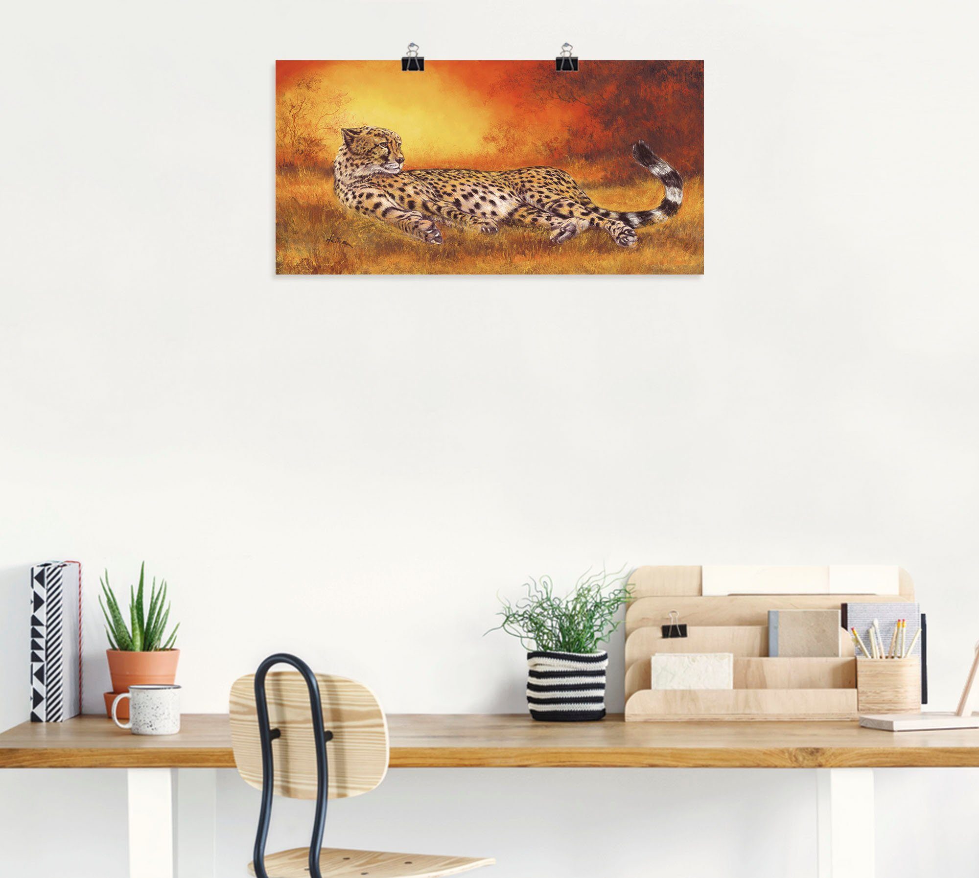 Artland Artprint Jachtluipaard als artprint van aluminium, artprint voor buiten, artprint op linnen, poster, muursticker