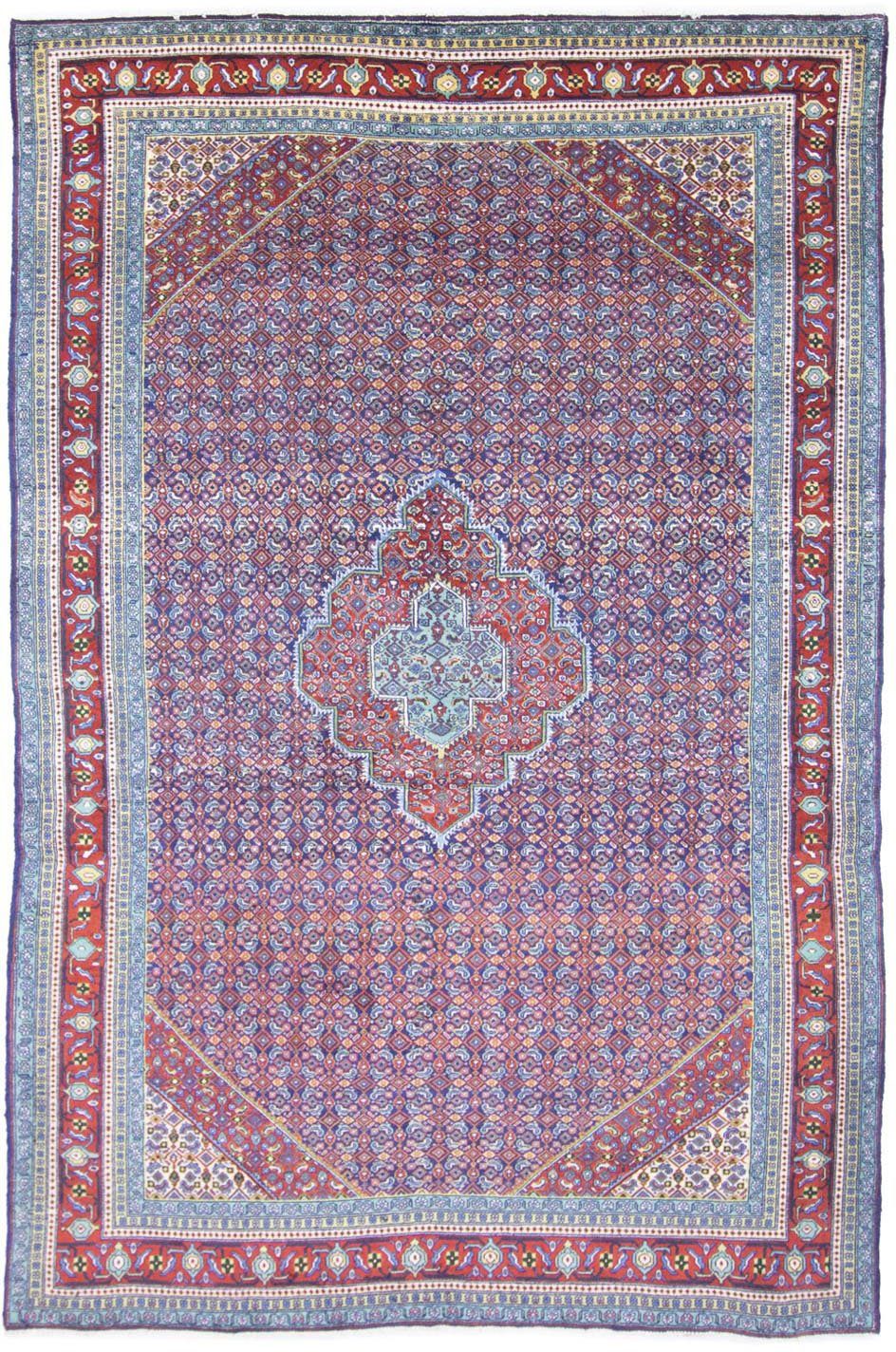 morgenland Wollen kleed Tabriz medaillon Blu 297 x 186 cm Uniek exemplaar met certificaat