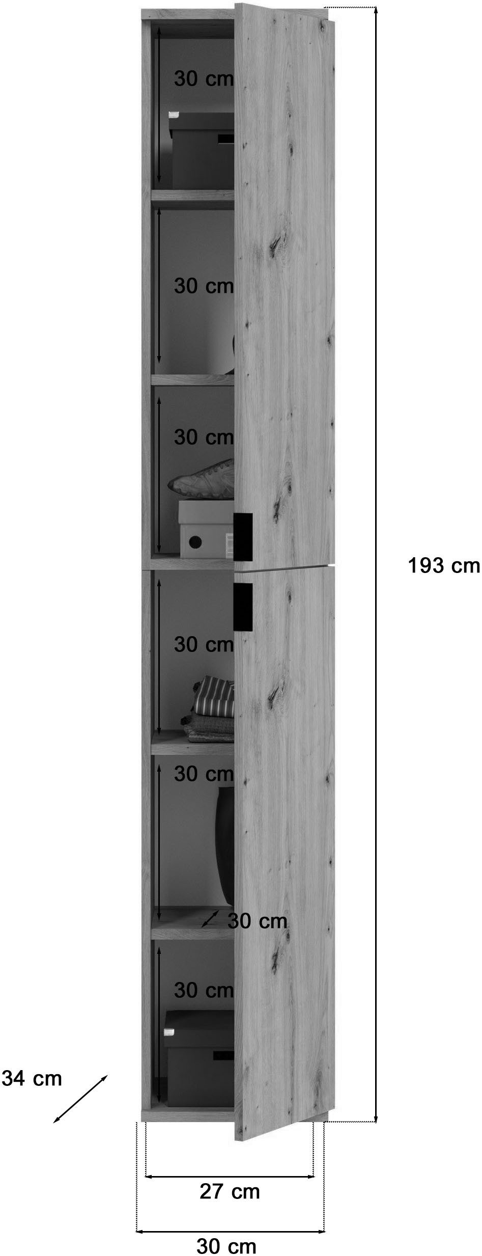 INOSIGN Halmeubelset Trondheim, 91 cm, bestaande uit 2 Kasten, 6 Deuren, 15 Vakken (set, 2-delig)