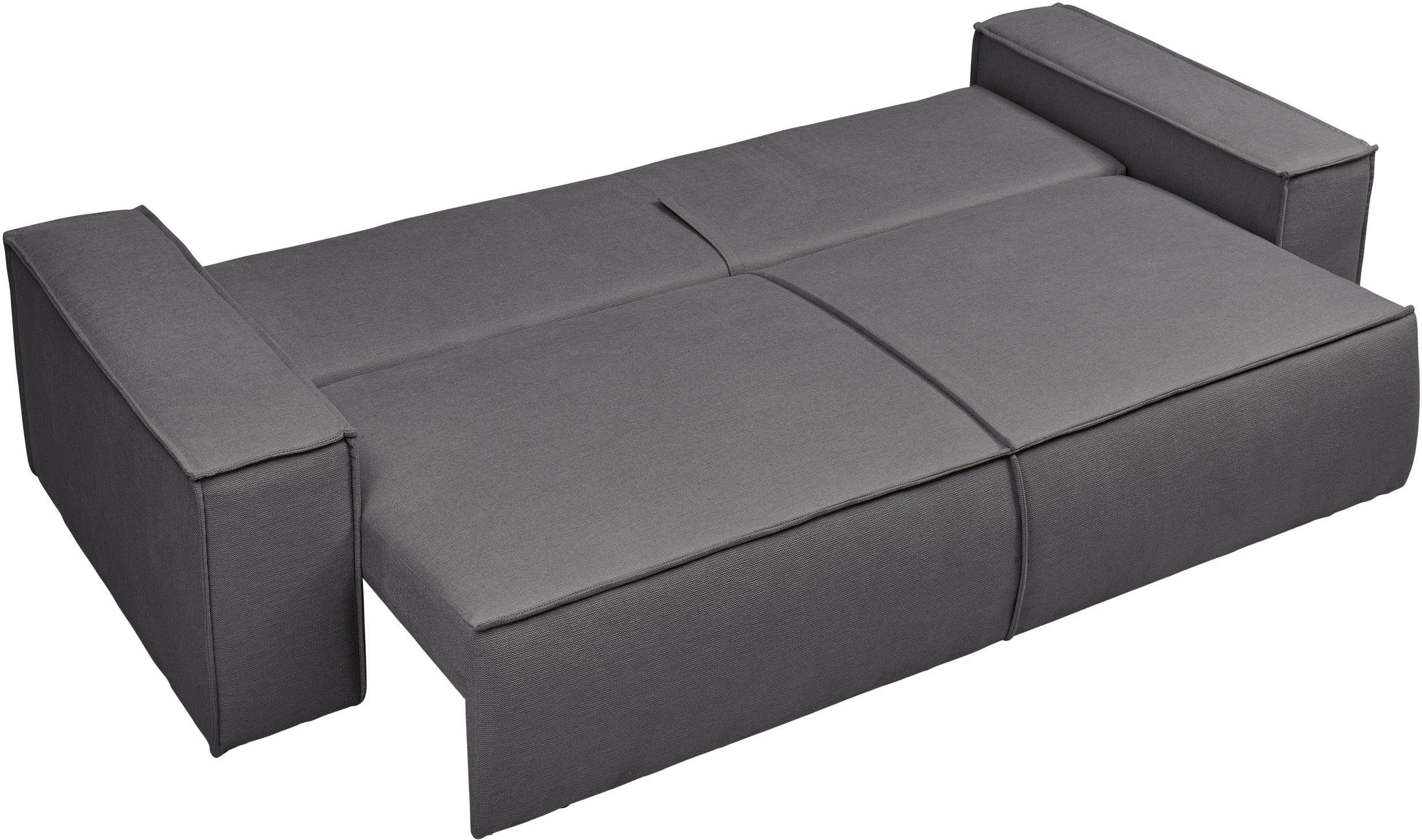 andas 3-zitsbank FINNLEY slaapbank 257 cm, slaapfunctie met bedlade (200/136cm)