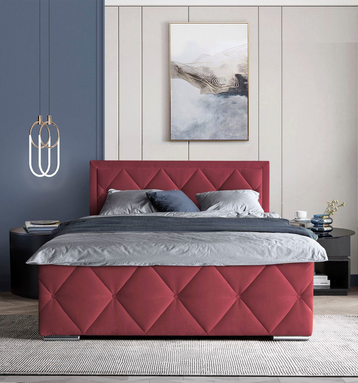Leonique Boxspring Alfie, bestseller! Inclusief bedlade & topper Optioneel met knoopstiksels of strassstenen, H2, H3 en H4 verkrijgbaar