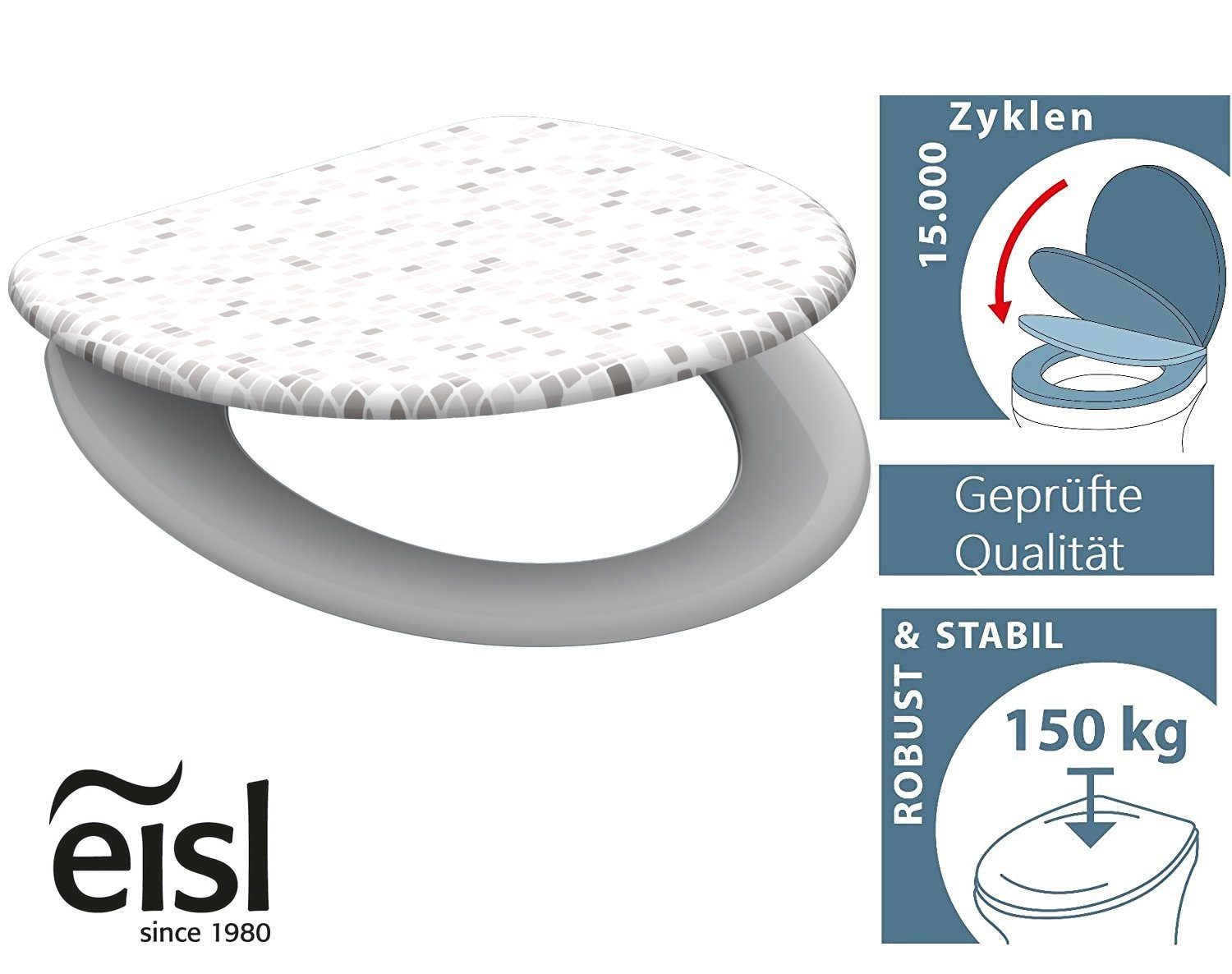 Eisl Toiletzitting Mozaïek Duroplast, softclosemechanisme, max. belasting van de toiletbril 150 kg