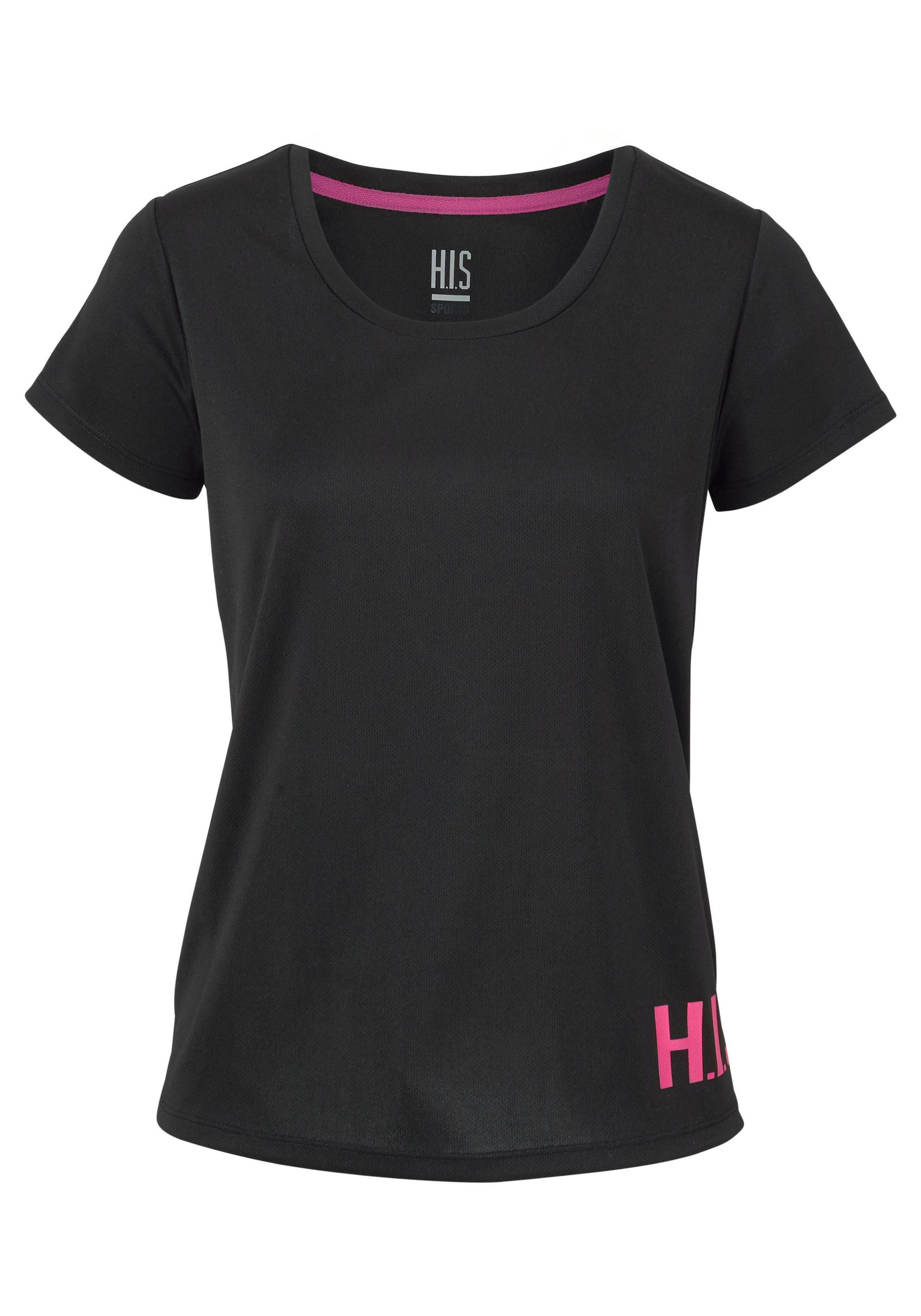 H.I.S Functioneel shirt figuuraccentuerende snit, sportieve look, met trendy logoprint (Set van 2)