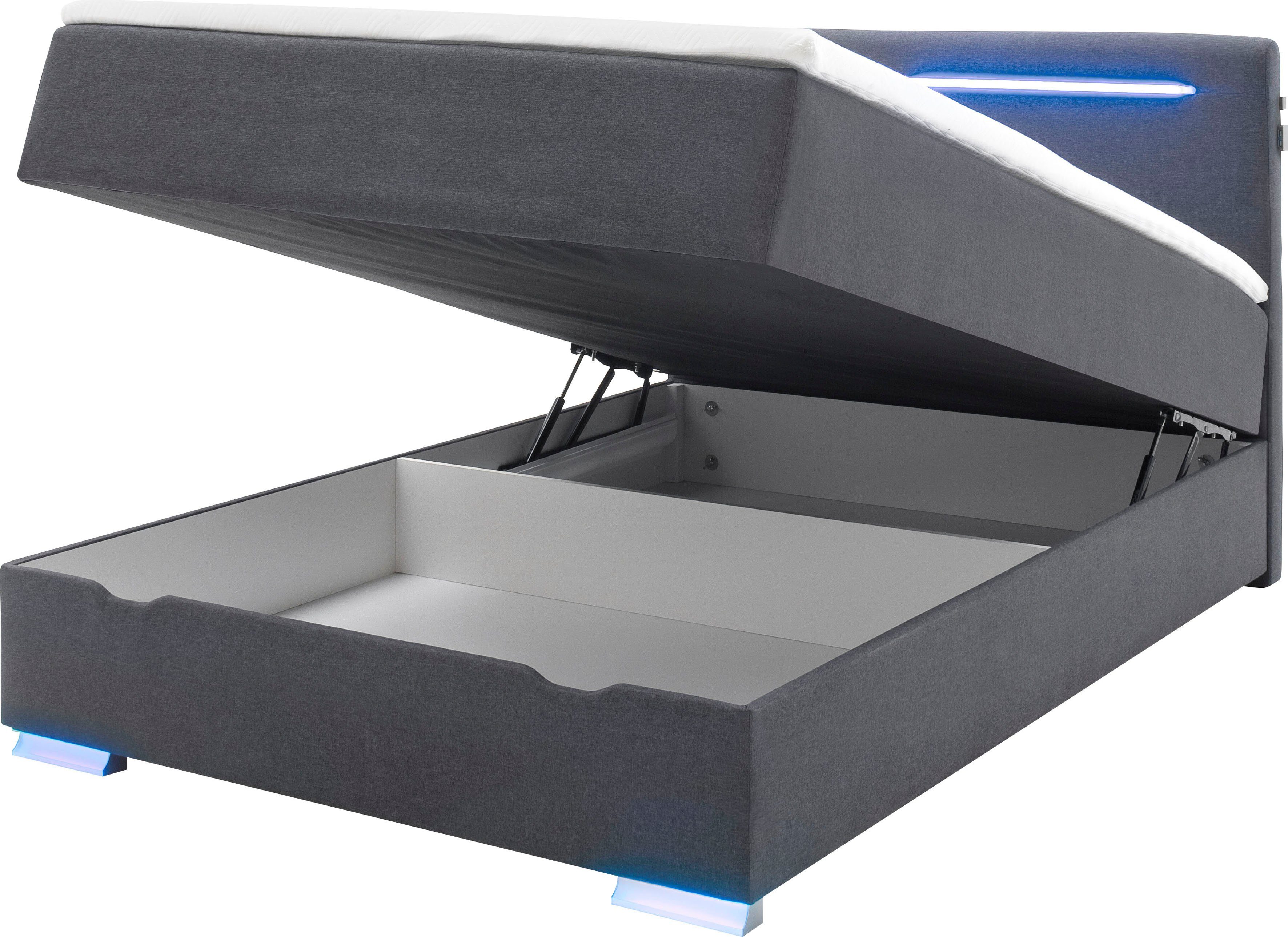 meise.möbel Boxspring Las Vegas Voeten en hoofdbord met ledverlichting, met bedkist en topmatras