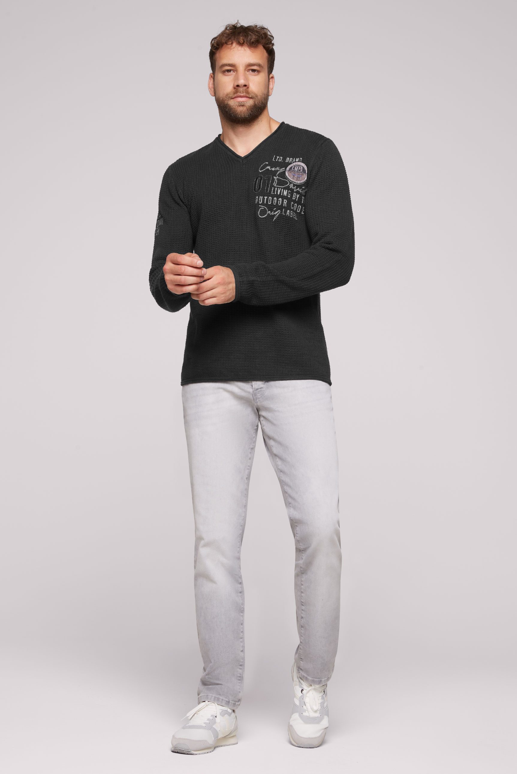 CAMP DAVID Gebreide trui met logoprint