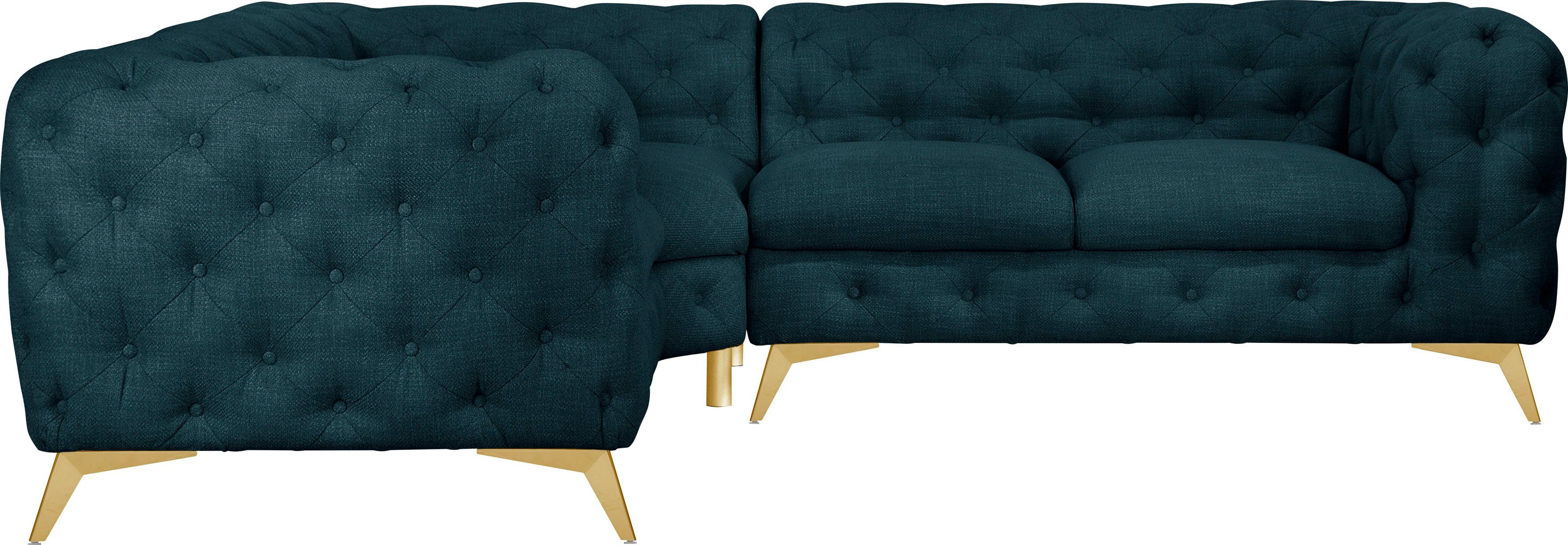 Leonique Chesterfield-bank Glynis L-vorm luxueuze capitonnage, moderne chesterfield look, kleur van de poten ter keuze