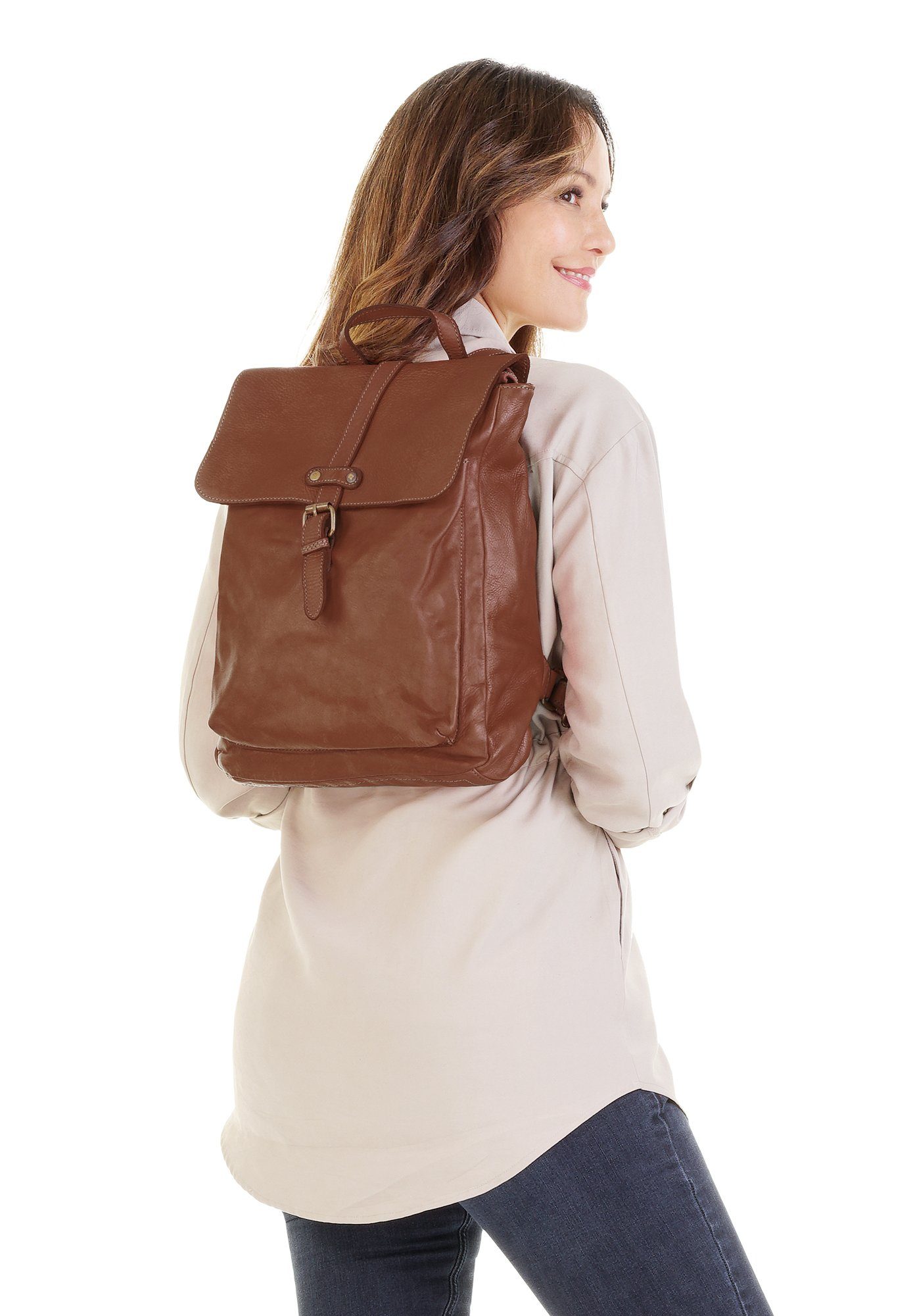 Samantha Look Rugzak echt leer, made in italy