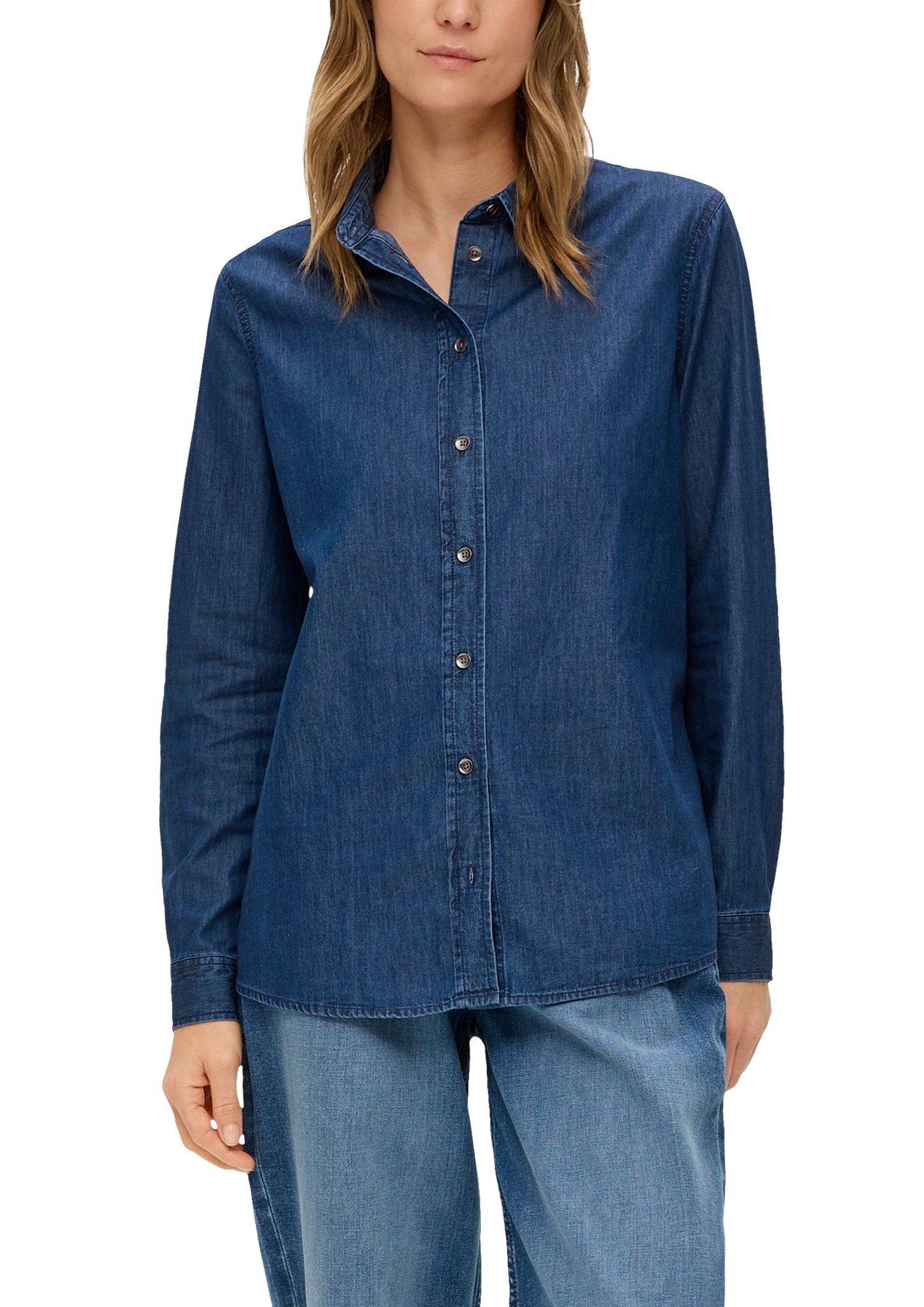 s.Oliver Jeans blouse met doorlopende knoopsluiting