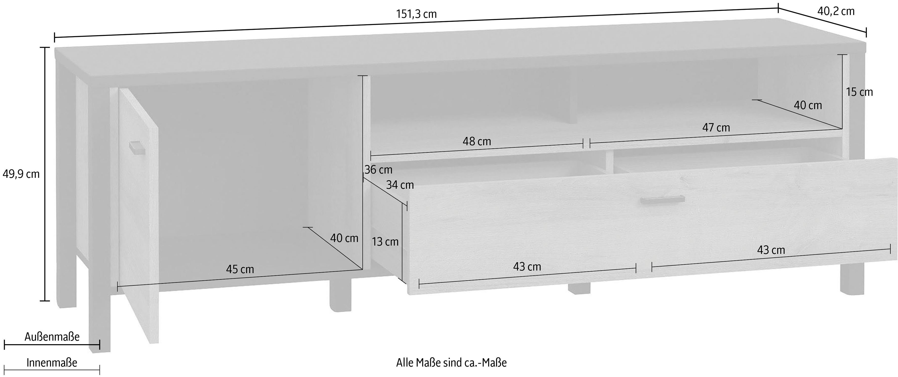 FORTE Tv-meubel High Rock TV-kast, TV-bord, breedte ca. 151 cm