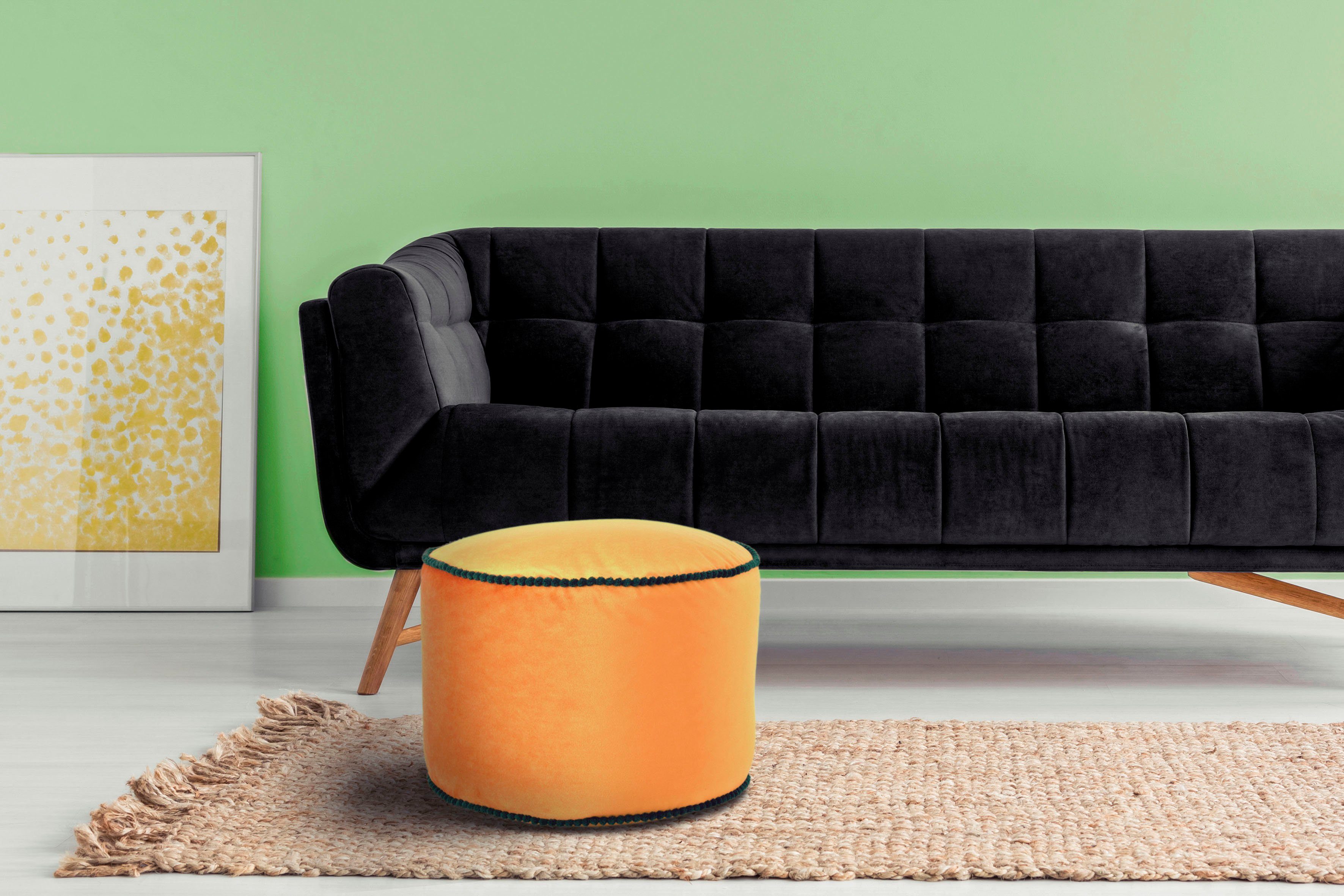 Kayoom Hocker met bergruimte Pouf Taj Mahal 125, trendy fluweelachtige oppervlak (1 stuk) hockers oranje