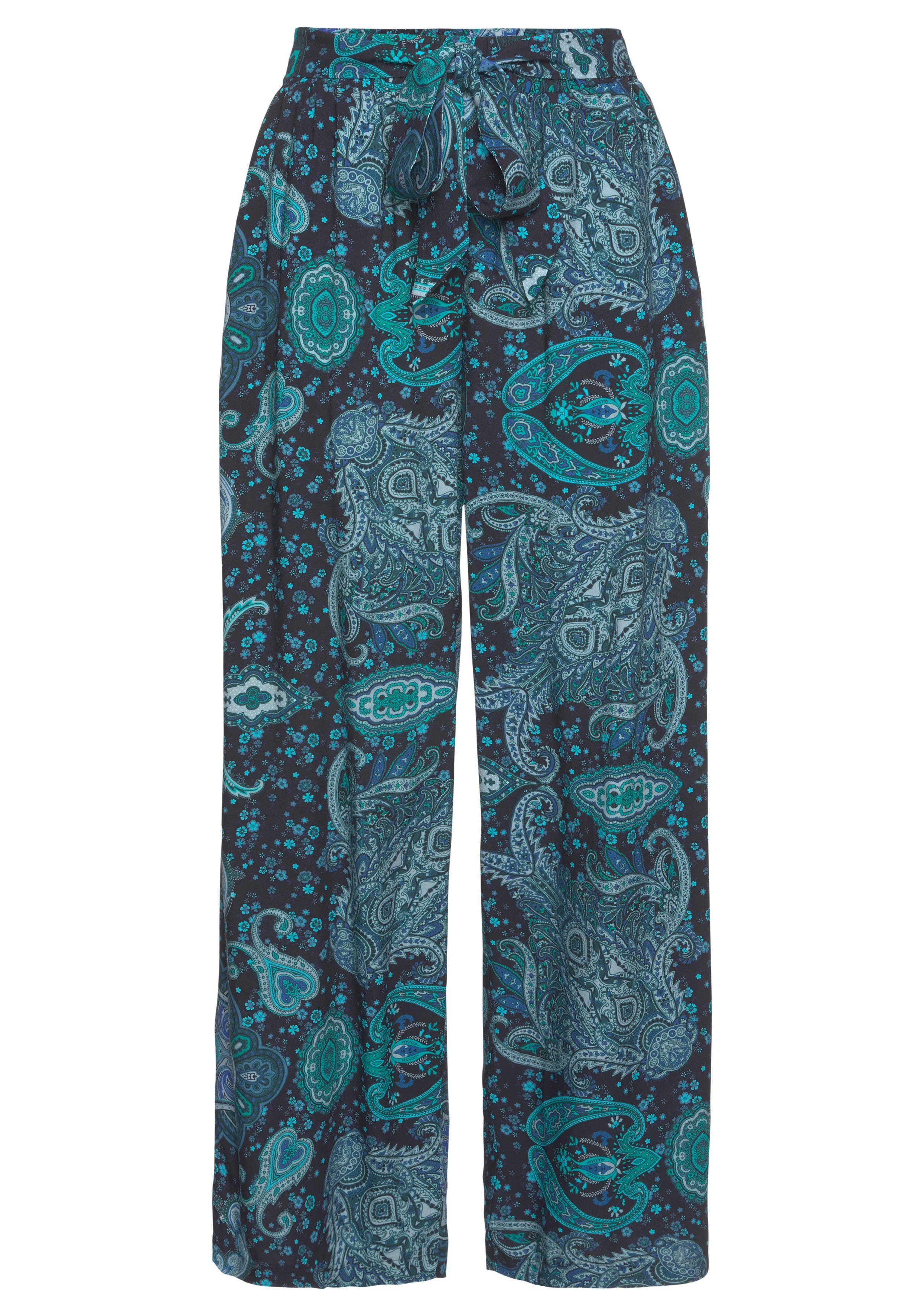 Vivance Palazzobroek en paisley print, elastische tailleband, sweatpants, stoffen broek (Met een bindceintuur)