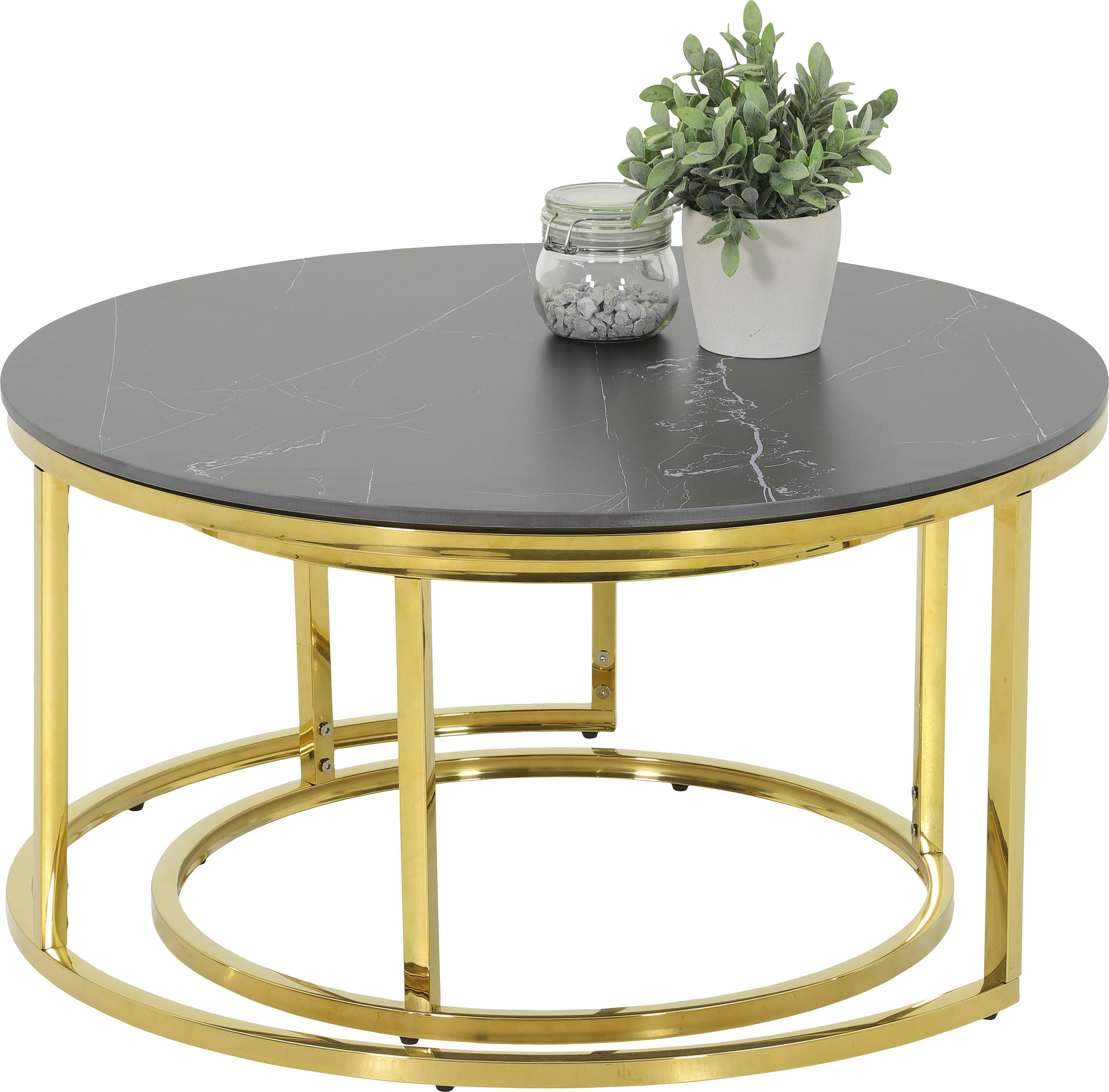 HELA Salontafel LUIS Topseller 2-delige set, 12mm sintersteen, marmerlook, boho salontafel (set, 2 stuks)
