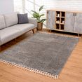carpet city hoogpolig vloerkleed pulpy 100 bijzonder zacht, met franje, unikleurig, ideaal voor woonkamer  slaapkamer grijs