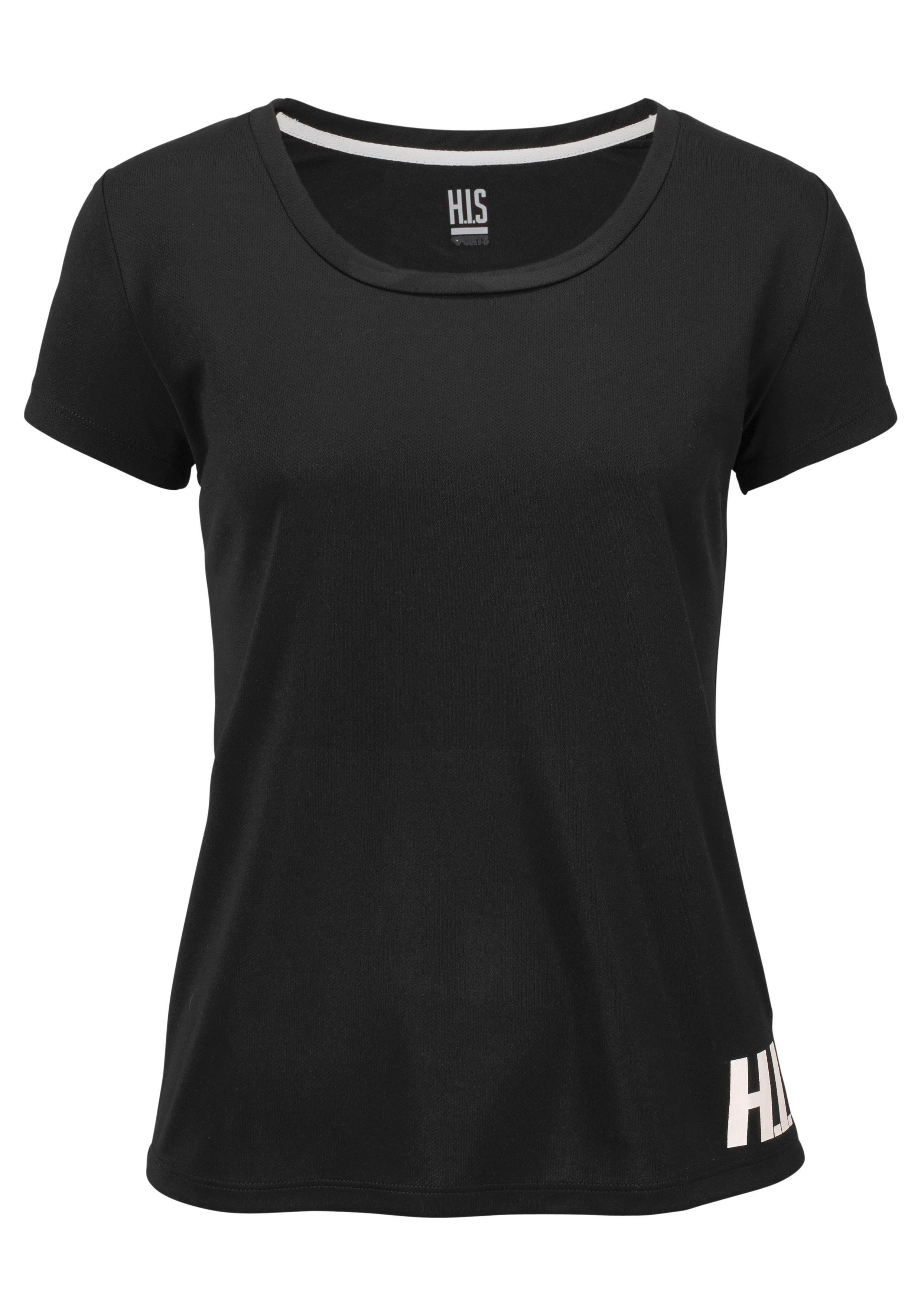 H.I.S Functioneel shirt figuuraccentuerende snit, sportieve look, met trendy logoprint (Set van 2)