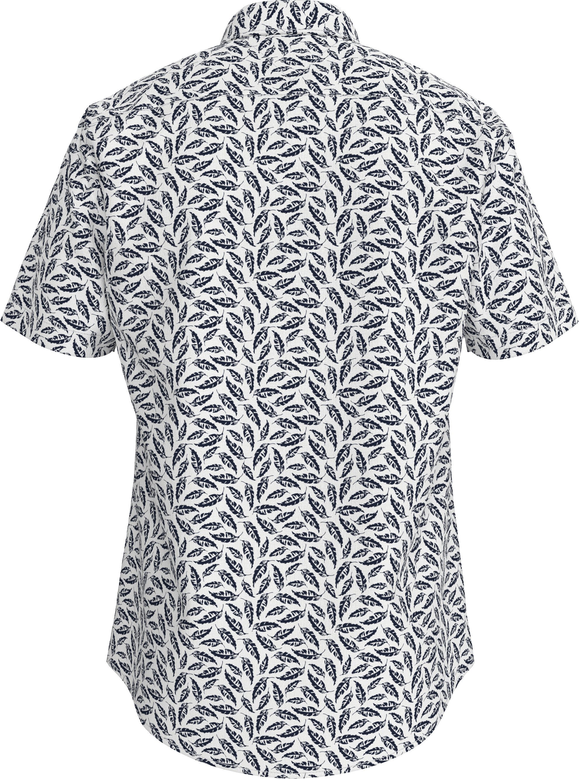 Tommy Hilfiger Overhemd met korte mouwen LINEN BLEND PRINT S/S RF SHIRT modieuze print, met linnen aandeel