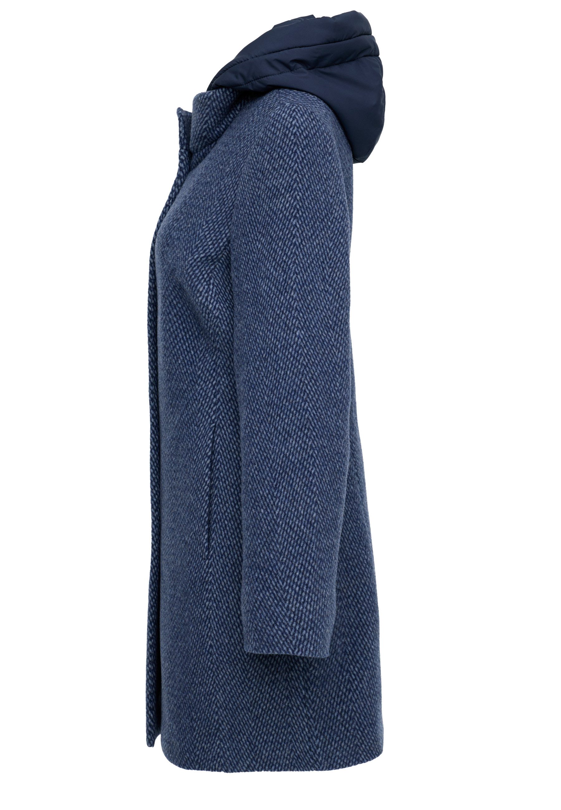 MANISA Wollen jack met opstaande kraag en capuchon, in tweed-look