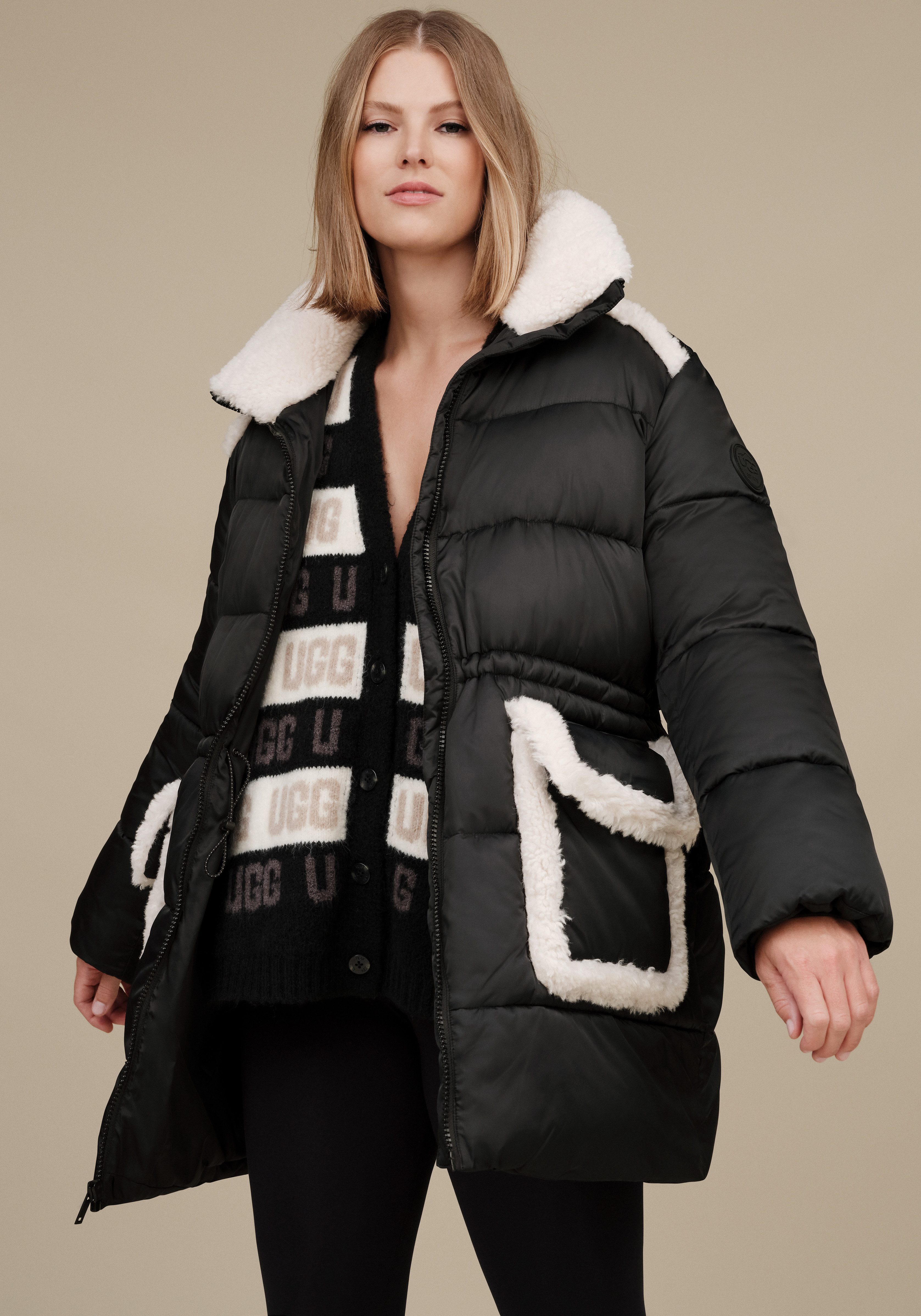 UGG Gewatteerde jas W AMAL PLUSHSEAM PUFFER COAT