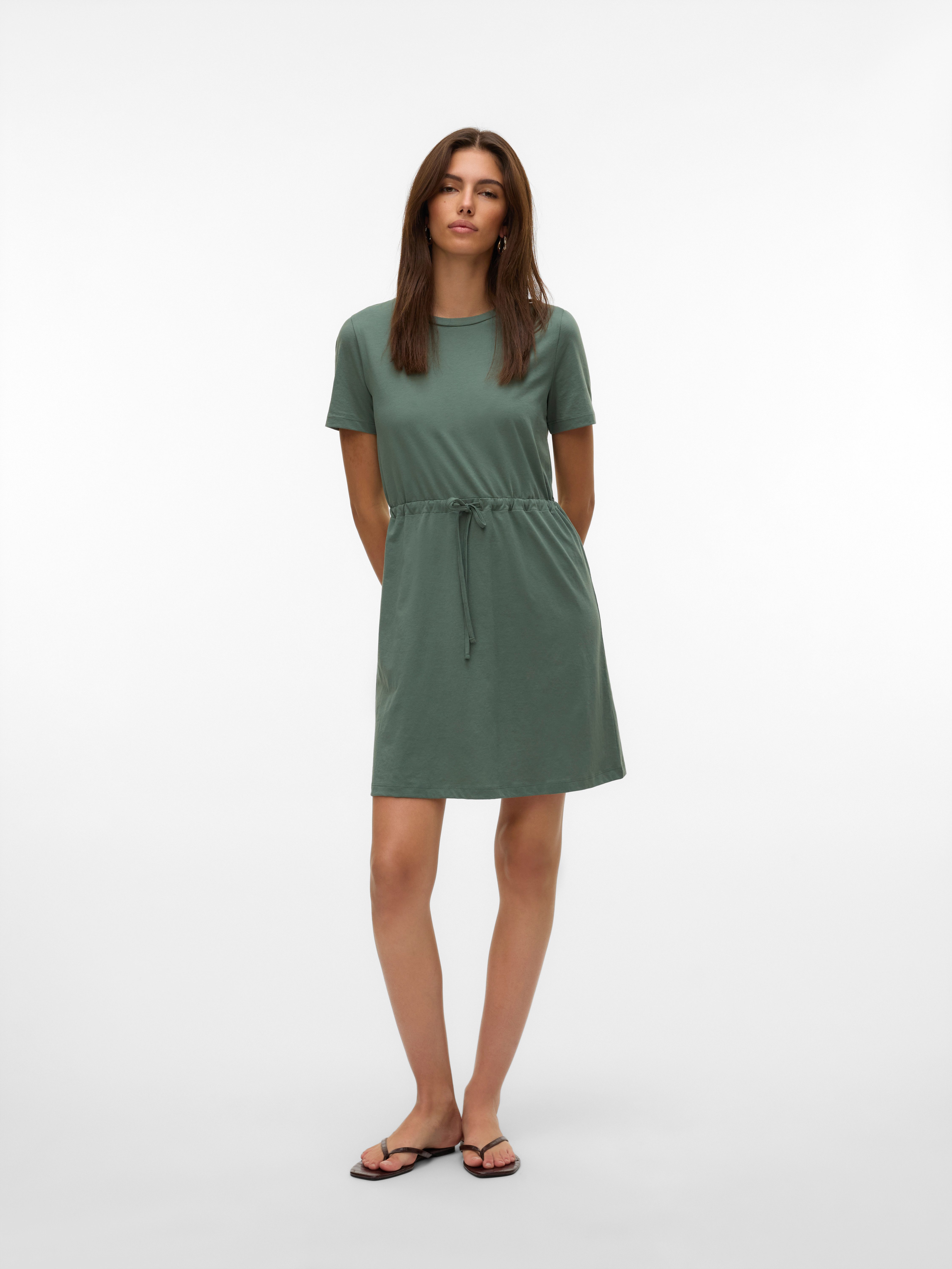Vero Moda Shirtjurk VMLUNA SS SHORT STRING DRESS JRS NOOS