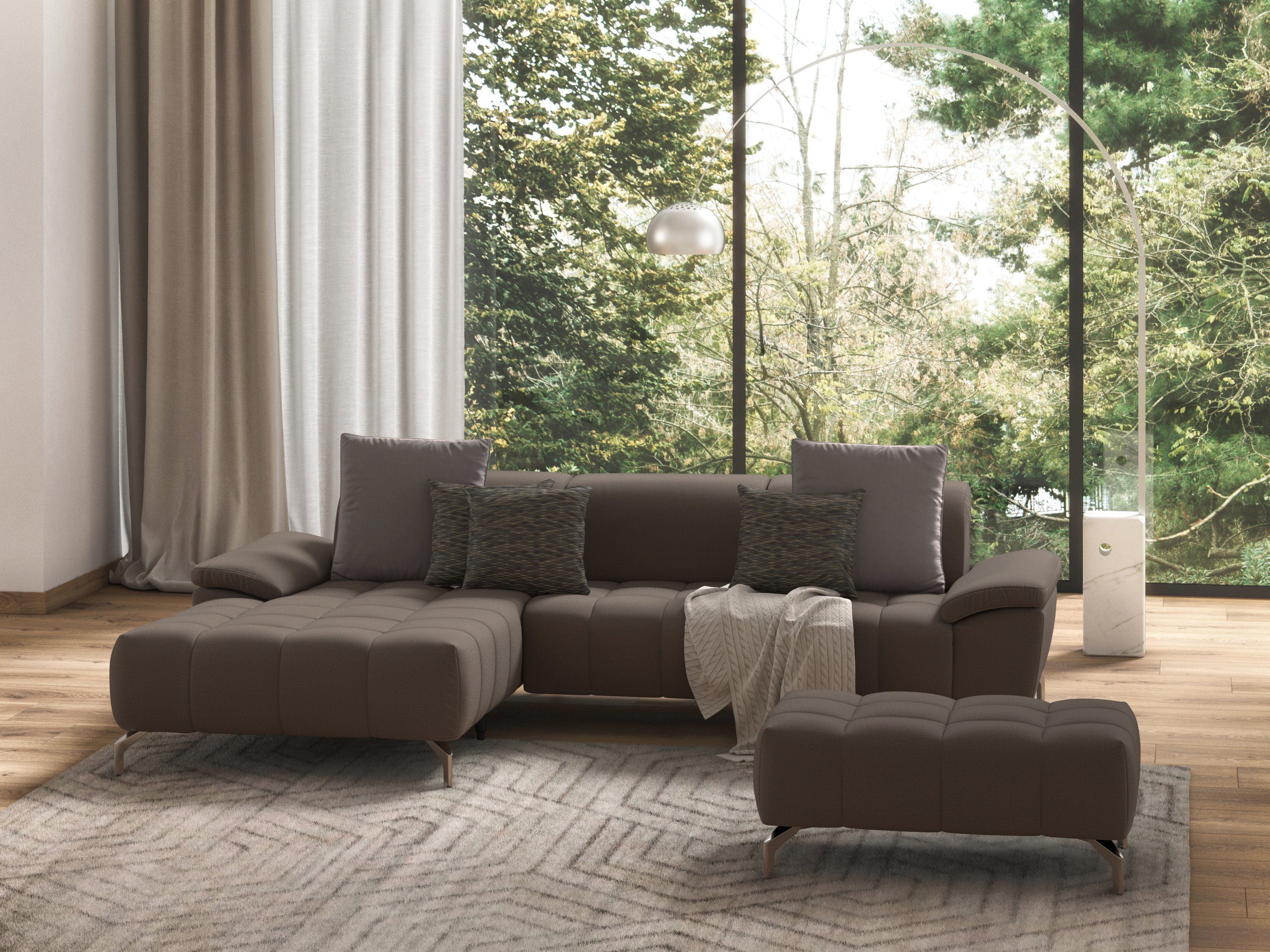 sit&more Hocker Blauw met zilverkleurige poten